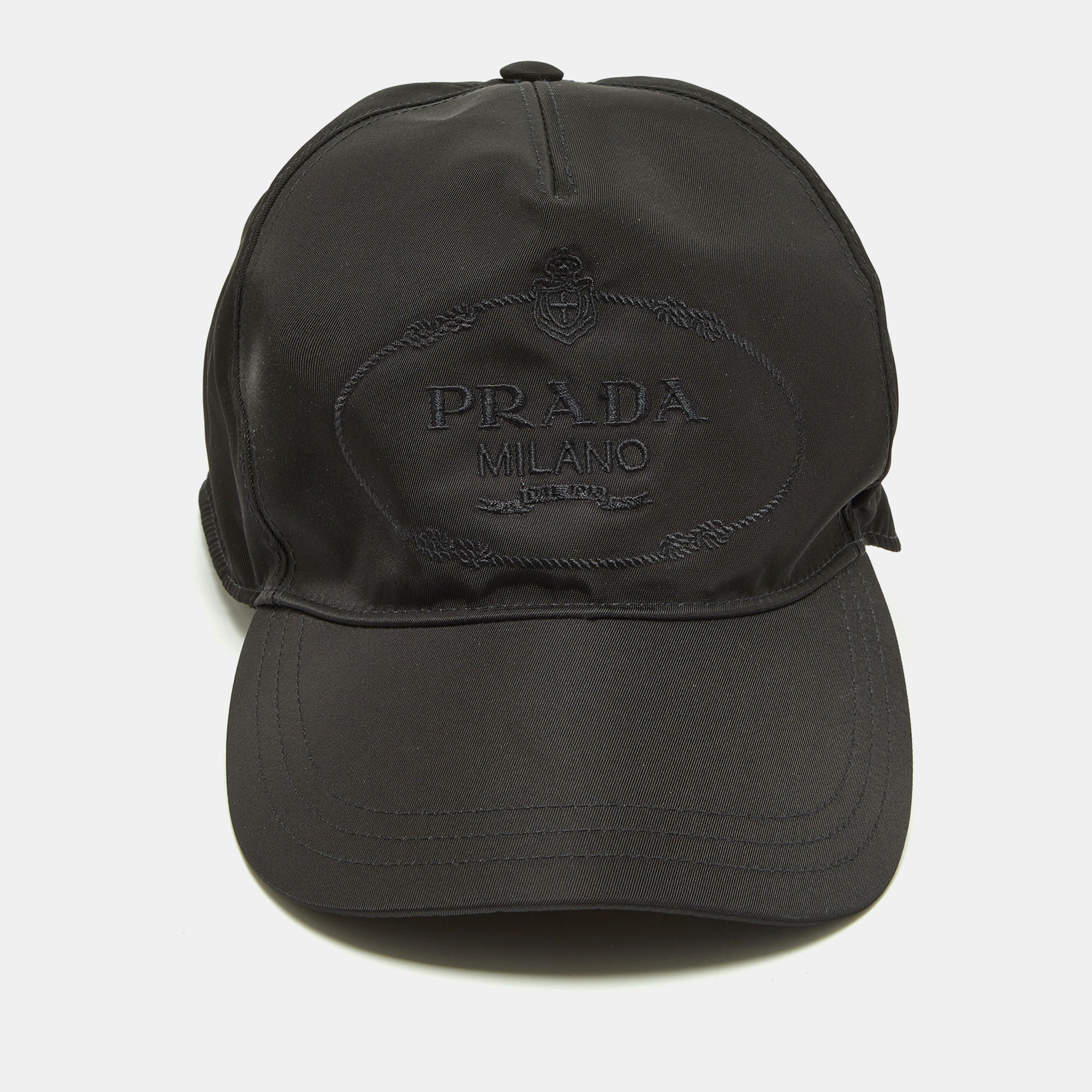 

Prada Black Logo Embroidered Polyamide Baseball Cap