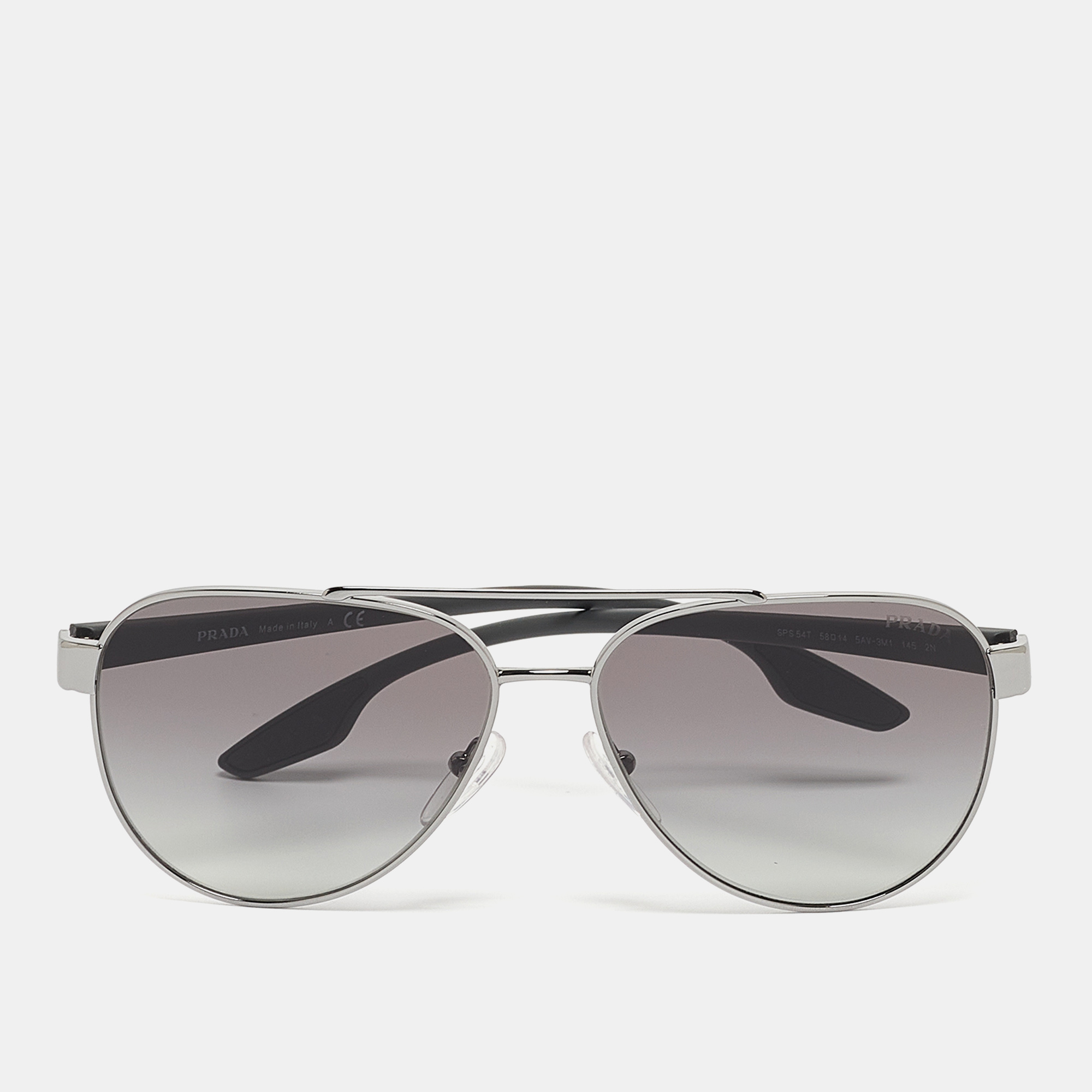 Pre-owned Prada Sport Black Sps 54t Aviator Sunglasses