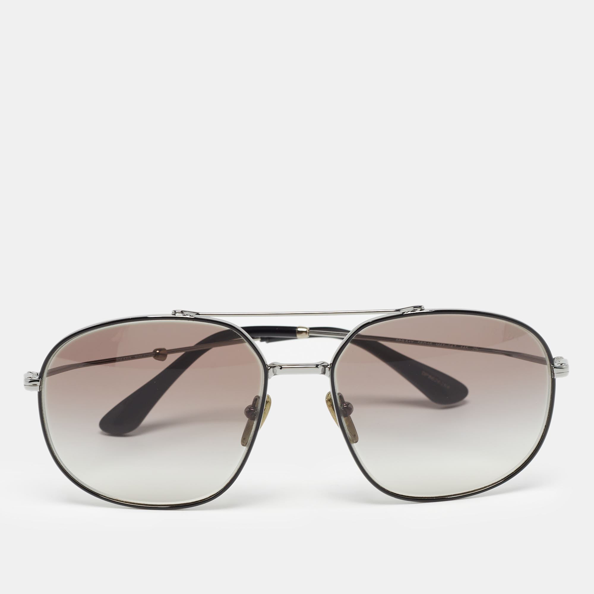Pre-owned Prada Black/grey Gradient Spr 51y Aviator Sunglasses