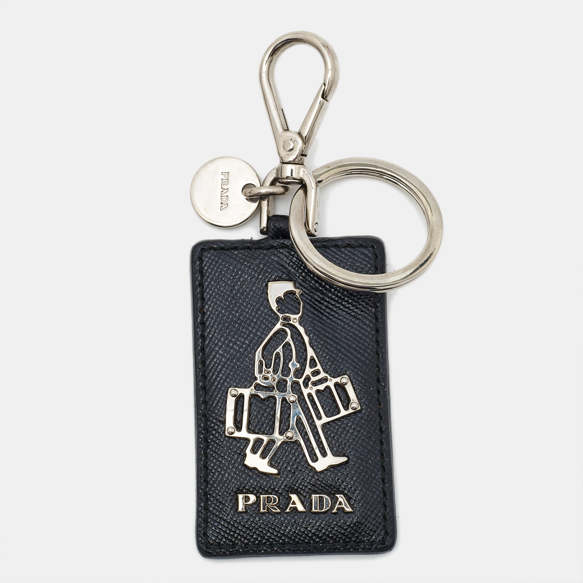 

Prada Black Leather Bellboy Logo Keychain