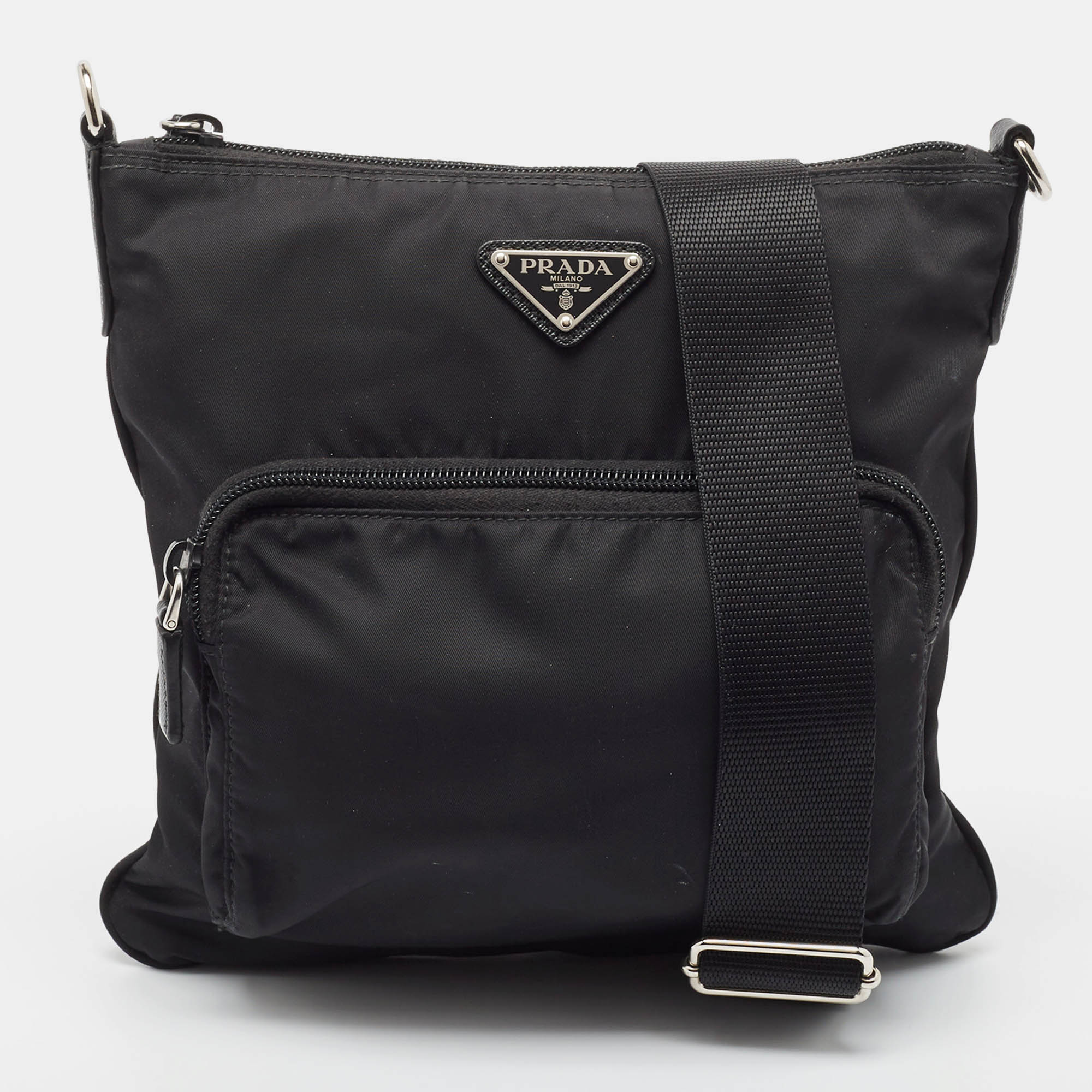 

Prada Black Tessuto Nylon Front Pocket Messenger Bag