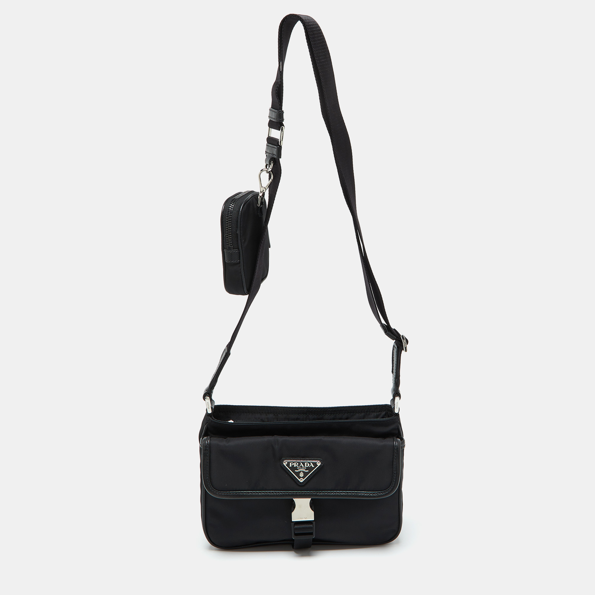 

Prada Black Re-Nylon and Saffiano Leather Messenger Bag