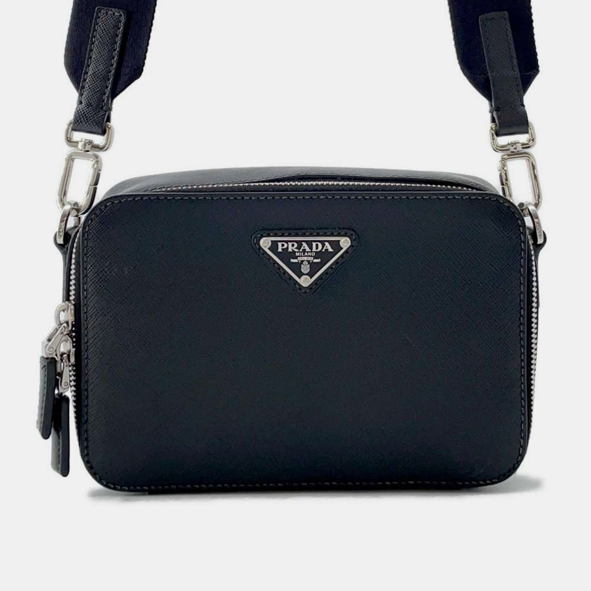 

Prada Black Saffiano Leather Triangle Logo Brique Shoulder bag