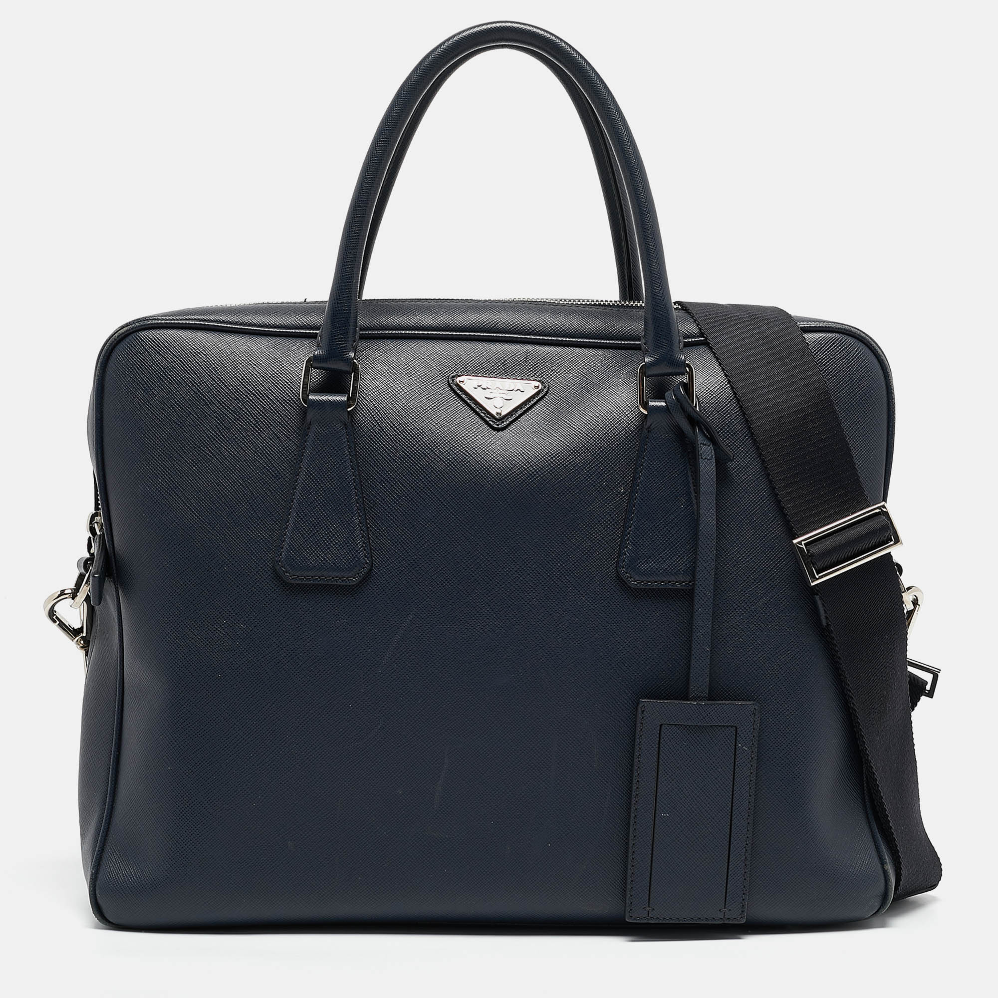 

Prada Navy Blue Saffiano Leather Briefcase