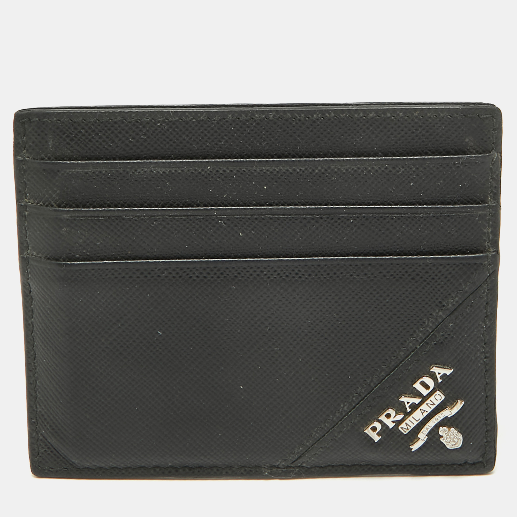 

Prada Black Saffiano Leather Logo Card Holder