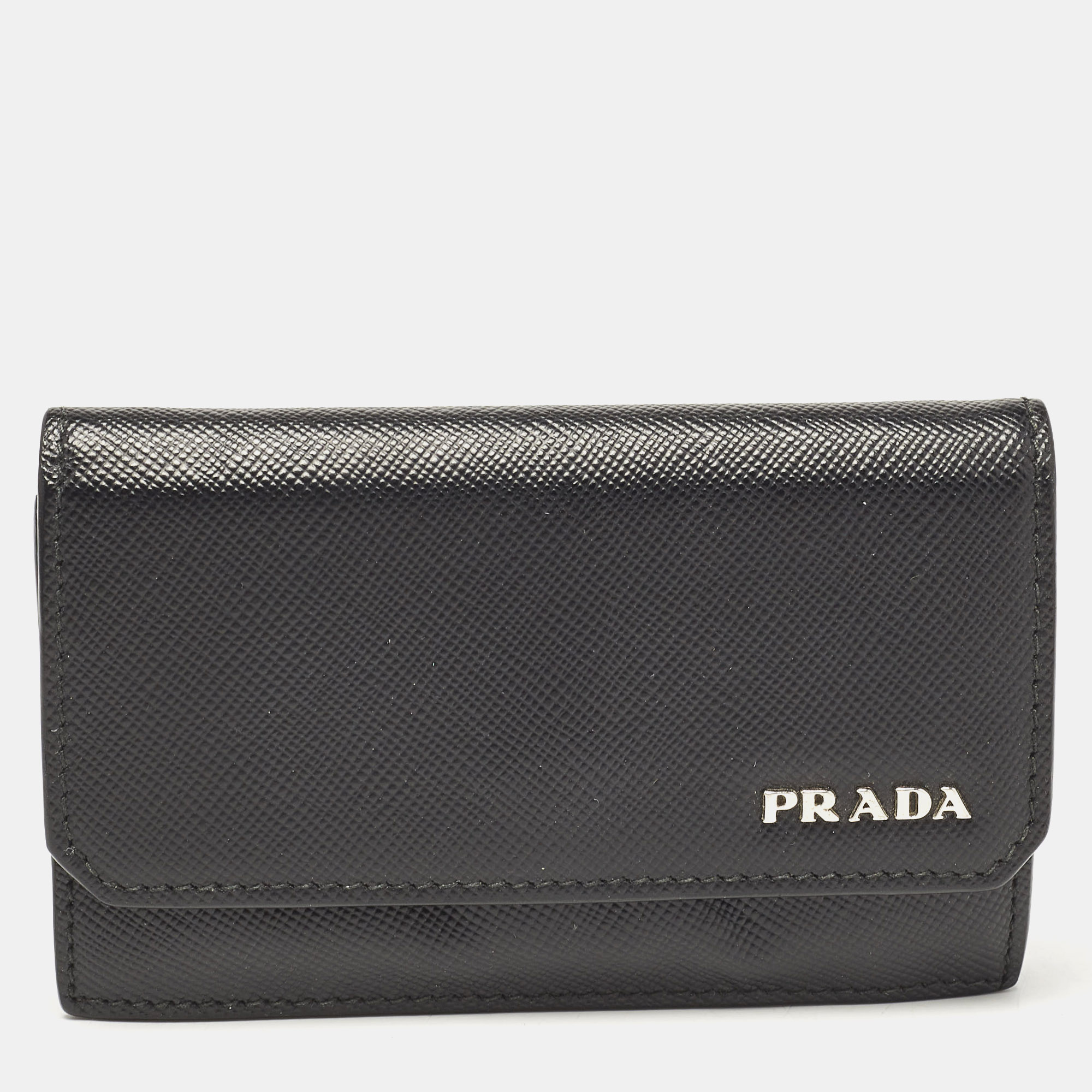 

Prada Black Saffiano Leather Flap Card Case