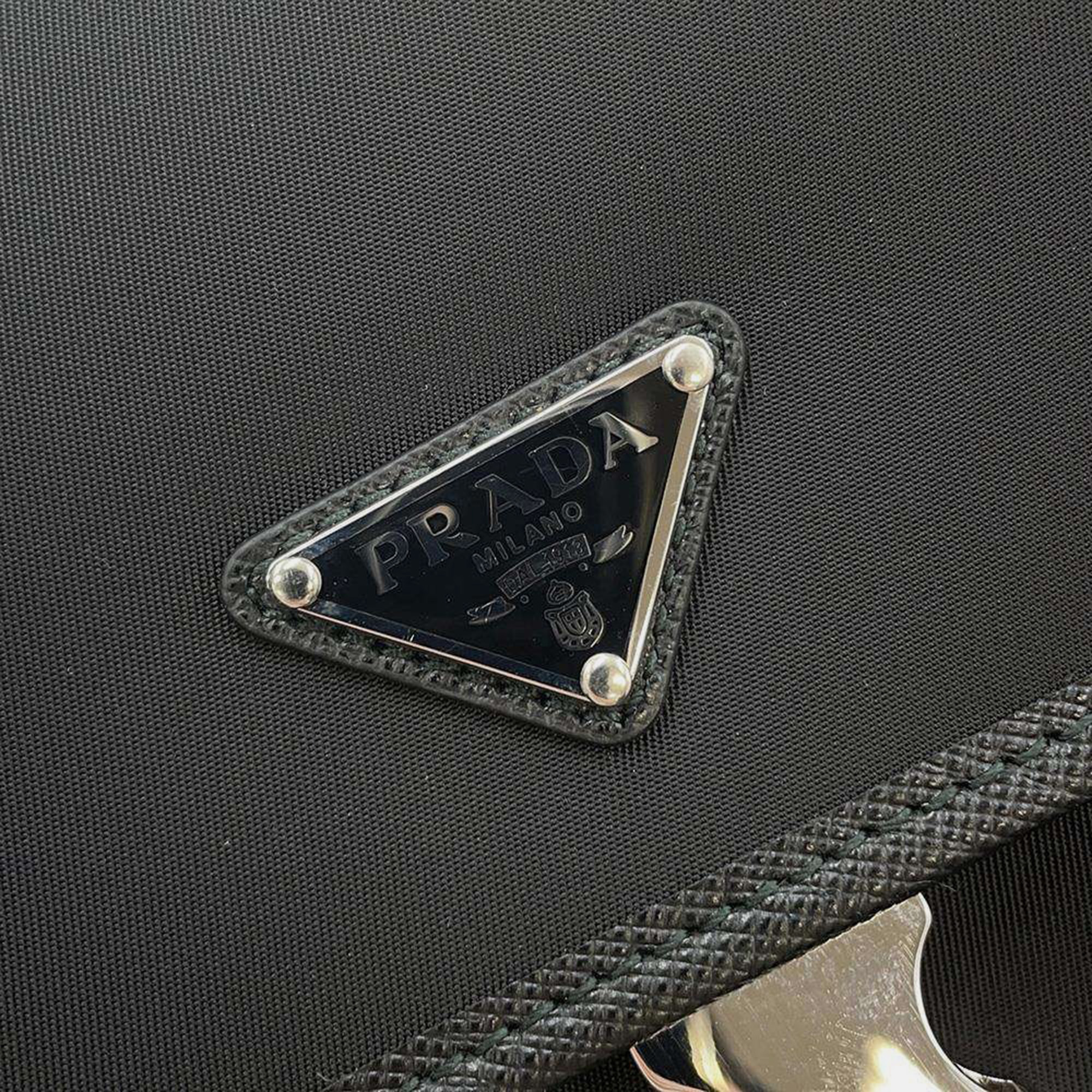 Prada Black Nylon Leather Phone Holder 