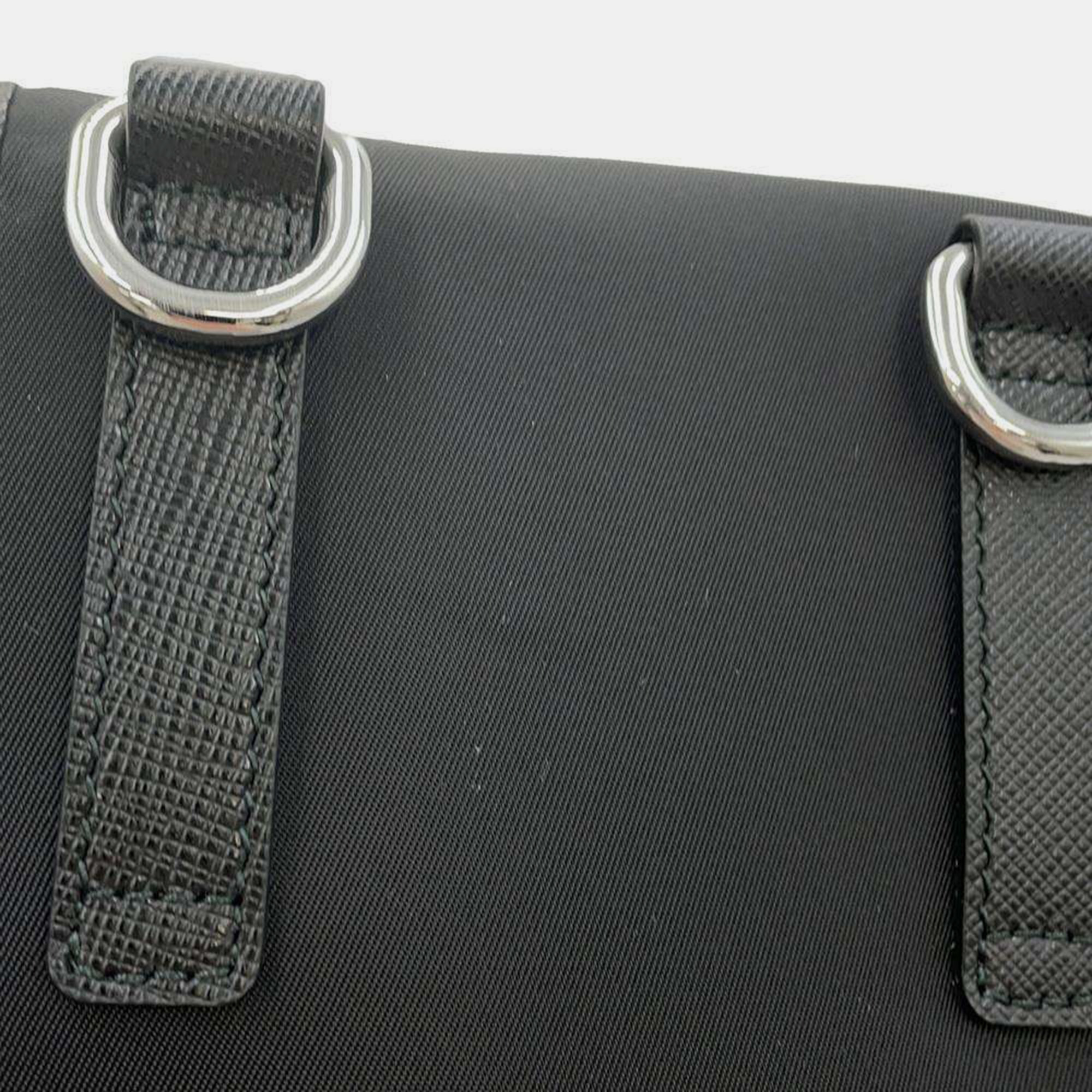 Prada Black Nylon Leather Phone Holder 