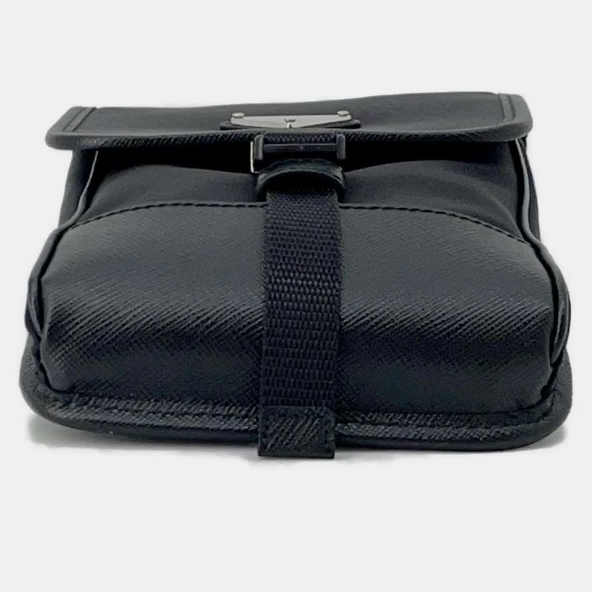 Prada Black Nylon Leather Phone Holder 