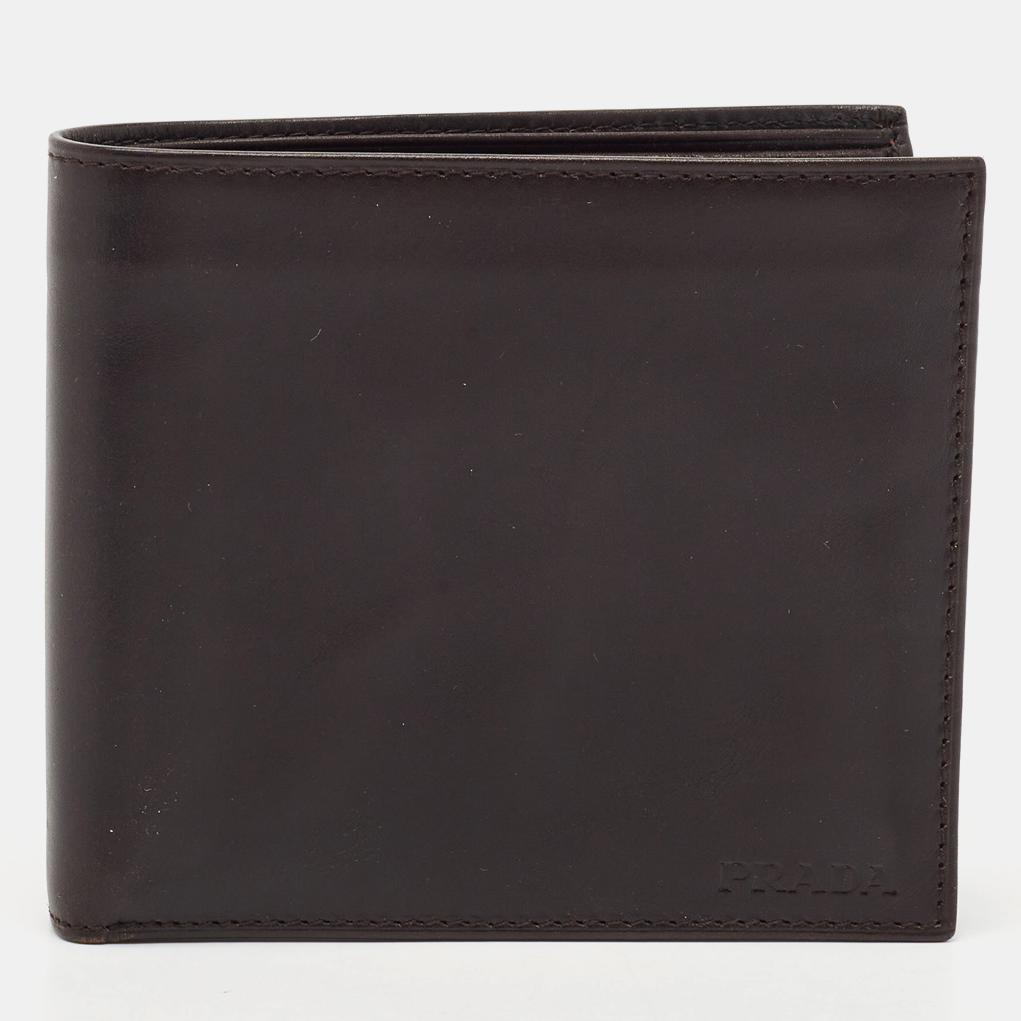 

Prada Dark Brown Vitello Sport Leather Bifold Wallet