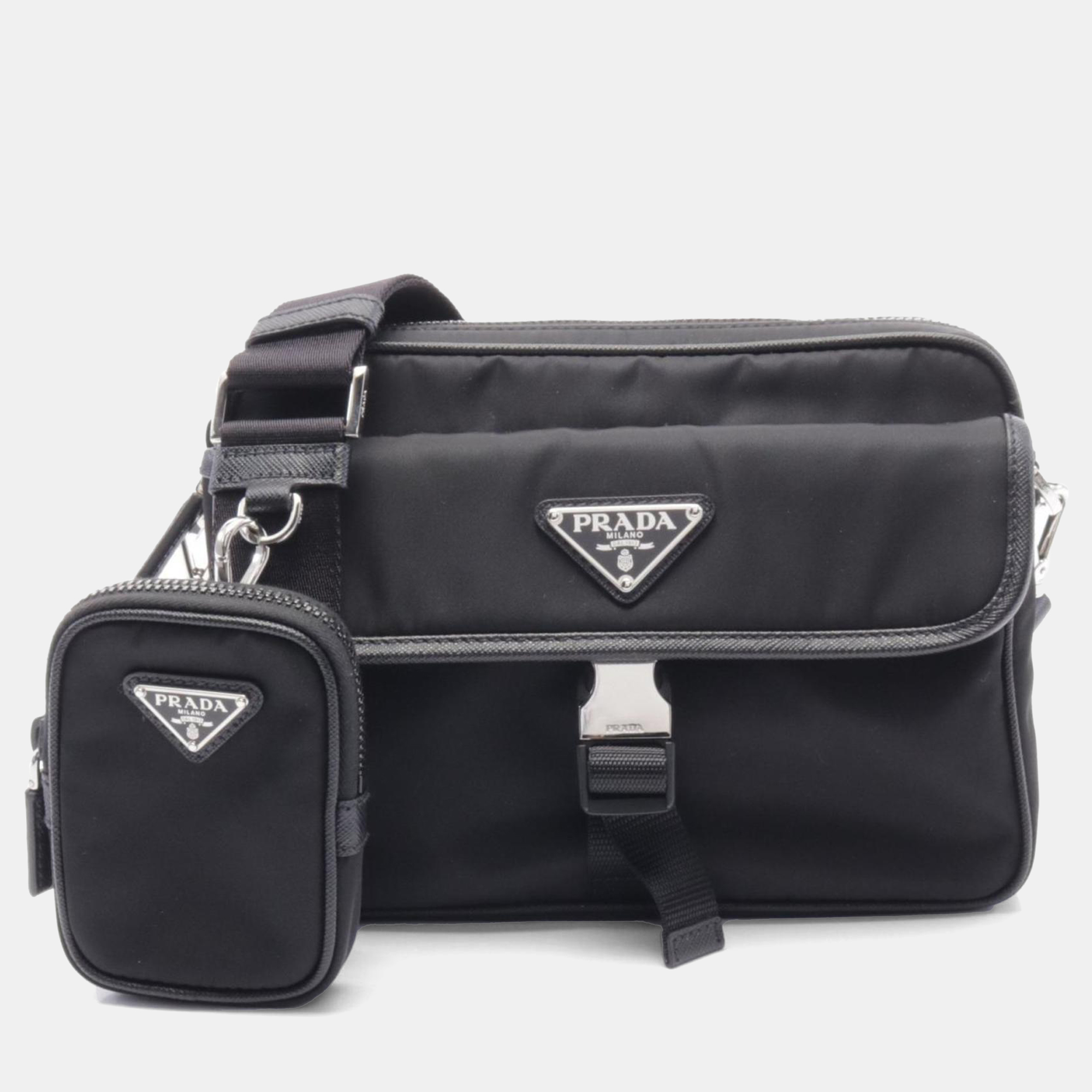 

Prada Shoulder Bag Nylon Saffiano Leather Black