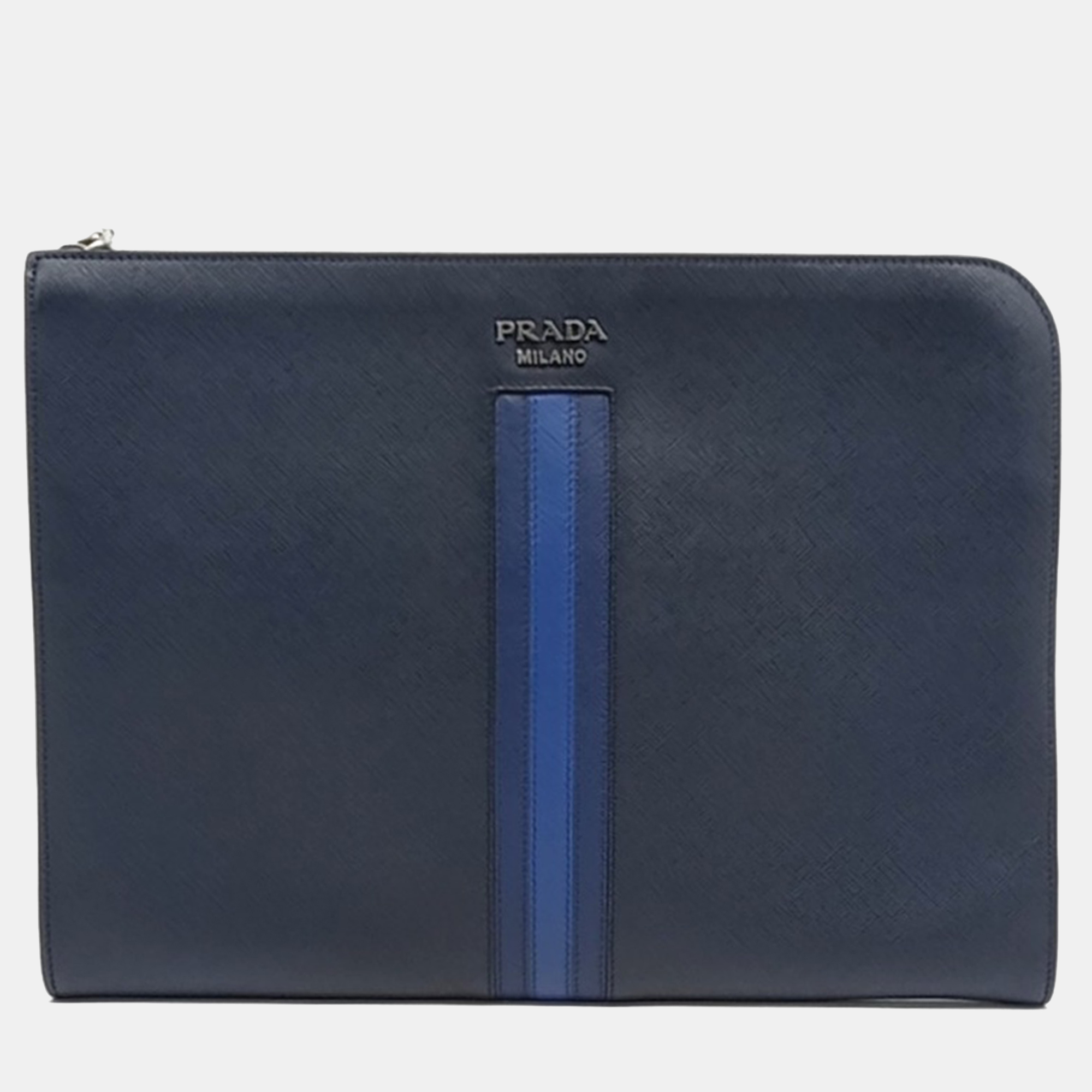 

Prada Navy Blue Leather Saffiano Travel Clutch