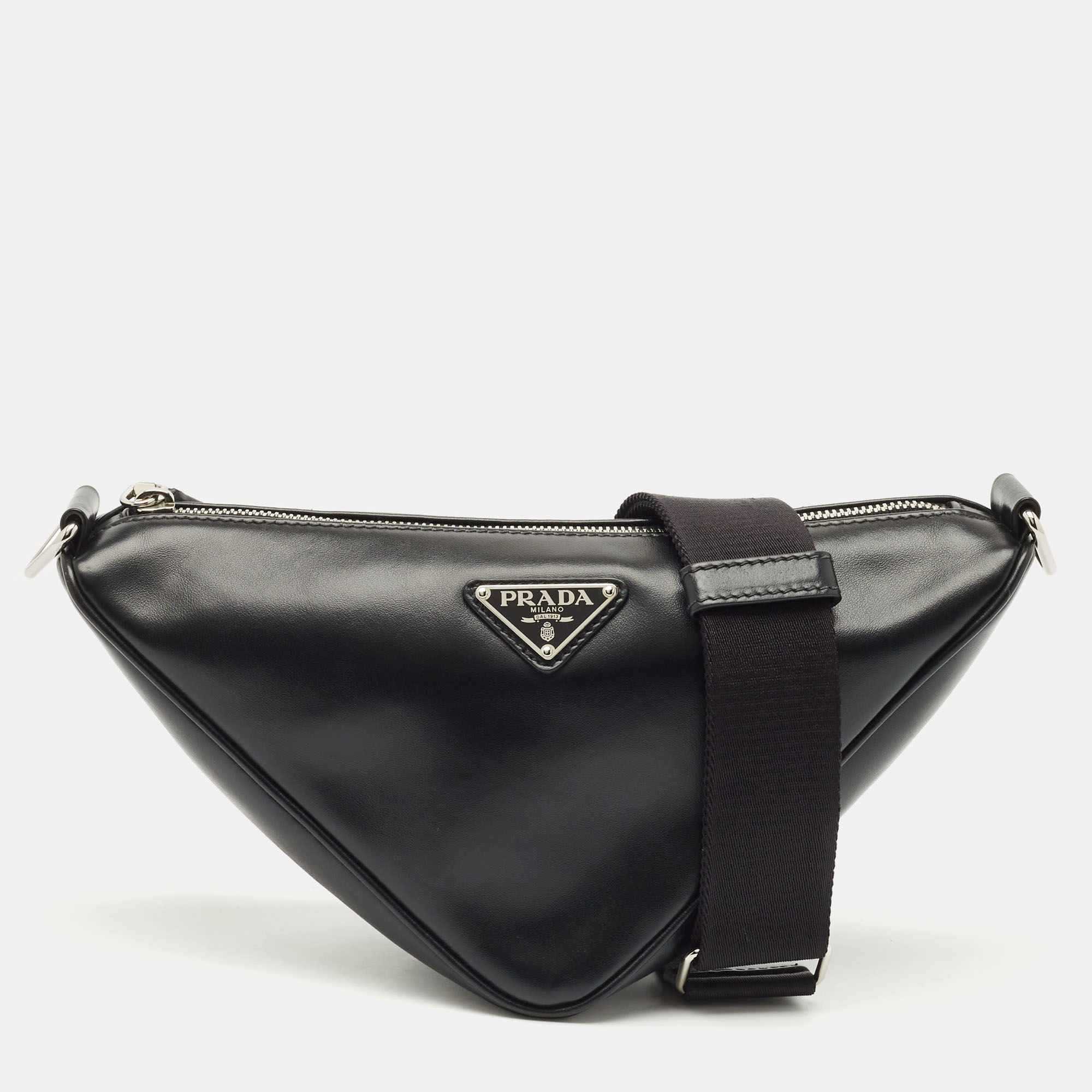 

Prada Black Triangle Leather Shoulder Bag