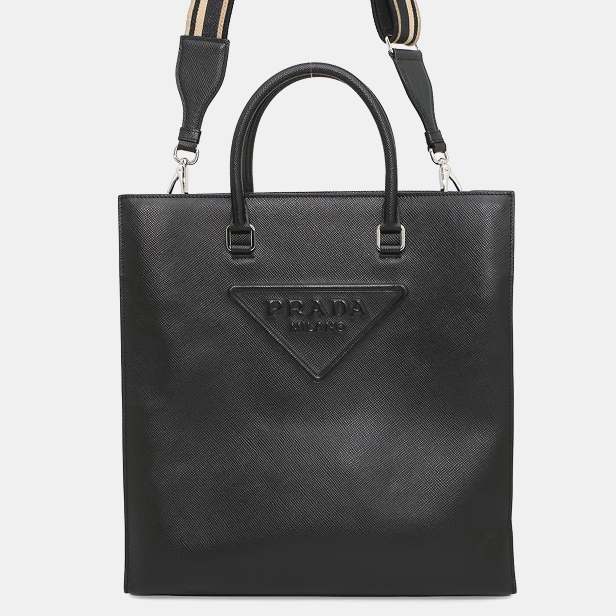 

Prada Saffiano Leather 2way Tote Bag Black Leather