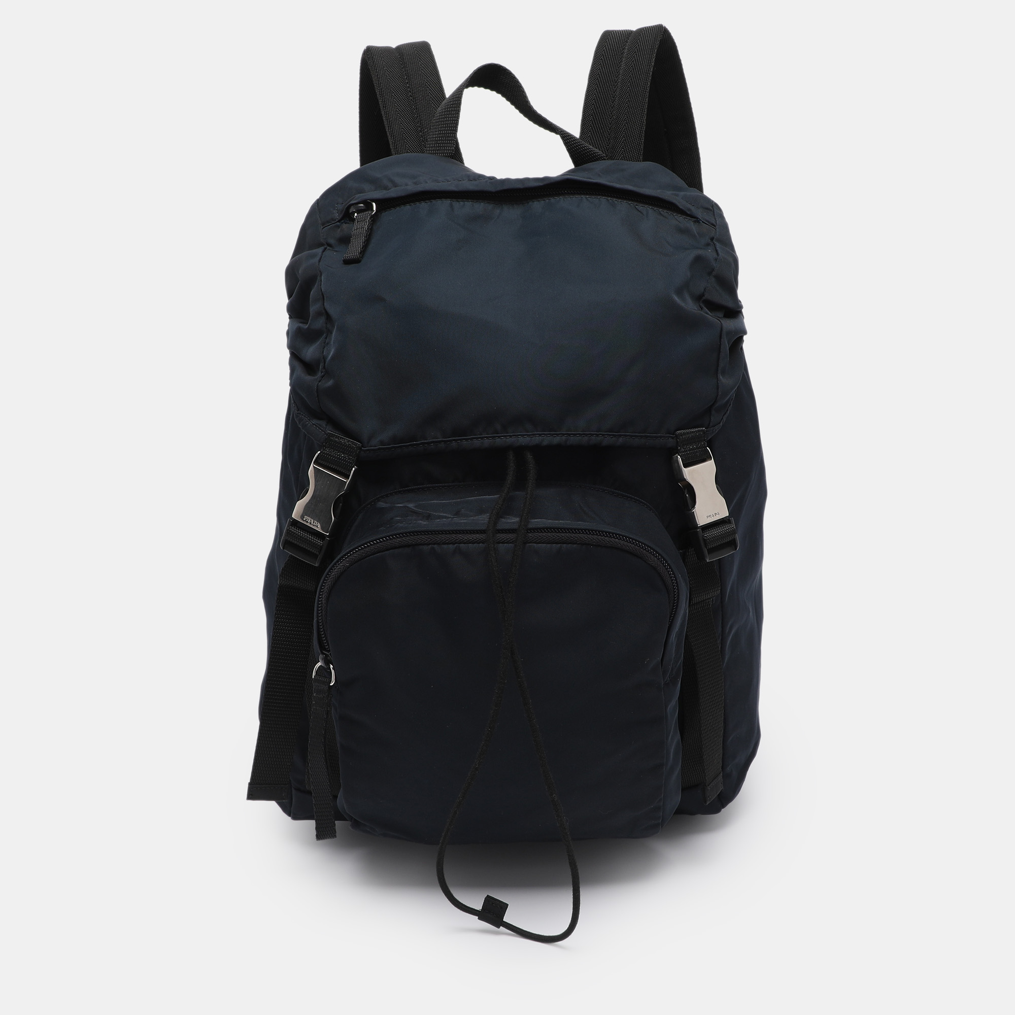 Pre-owned Prada Navy Blue Nylon Drawstring Backpack