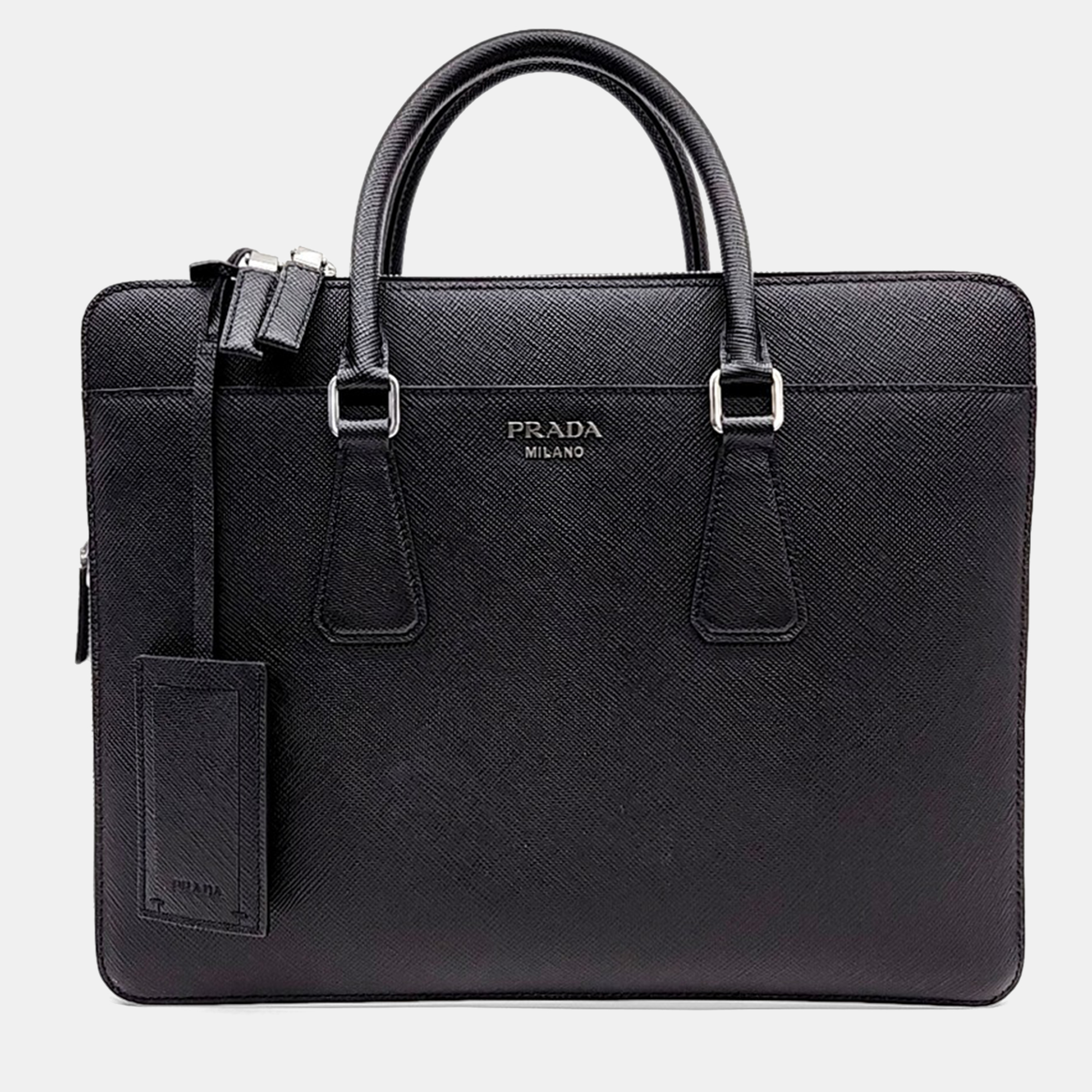 

Prada Black Leather Saffiano Briefcase