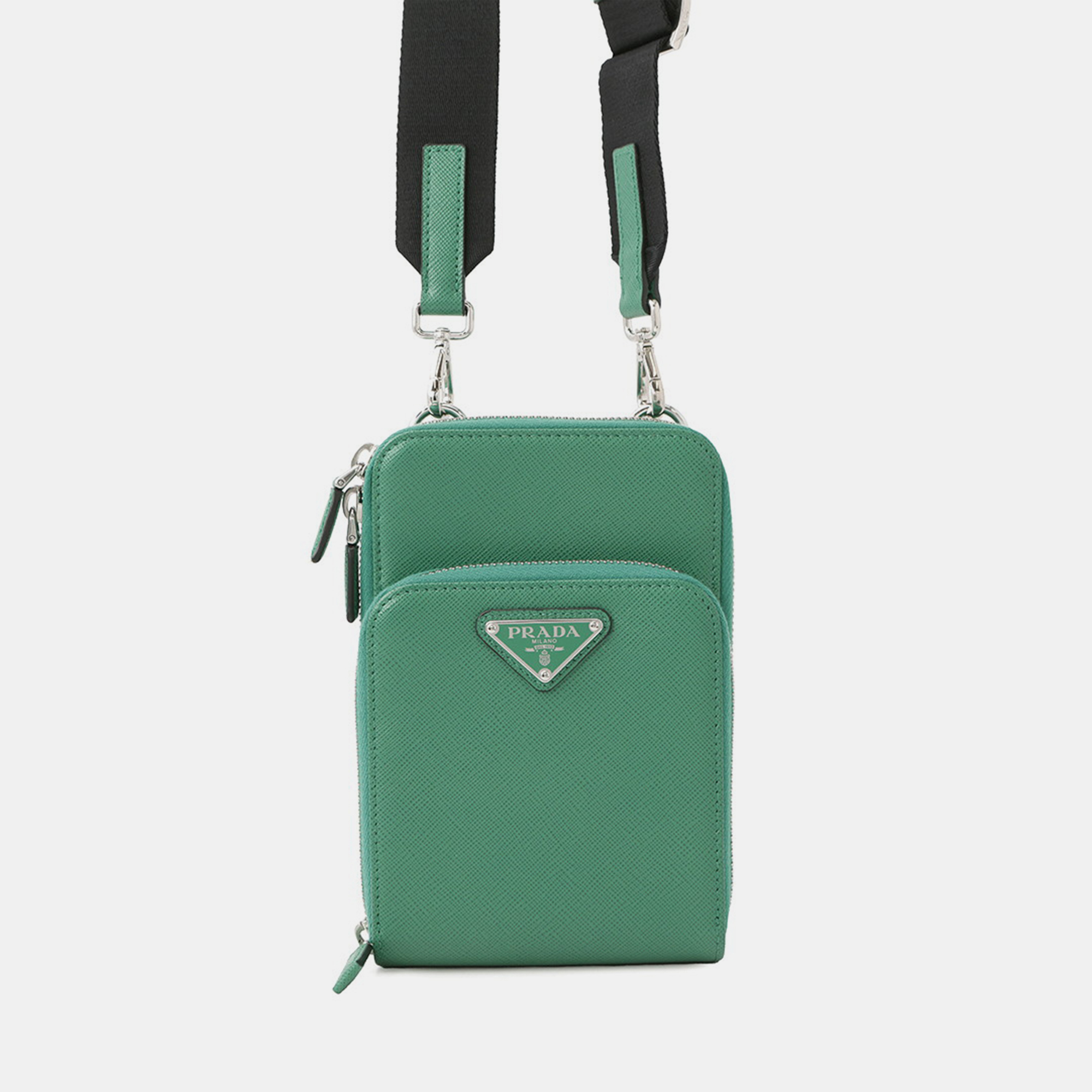 

Prada Triangle Smartphone Shoulder Green Saffiano Leather