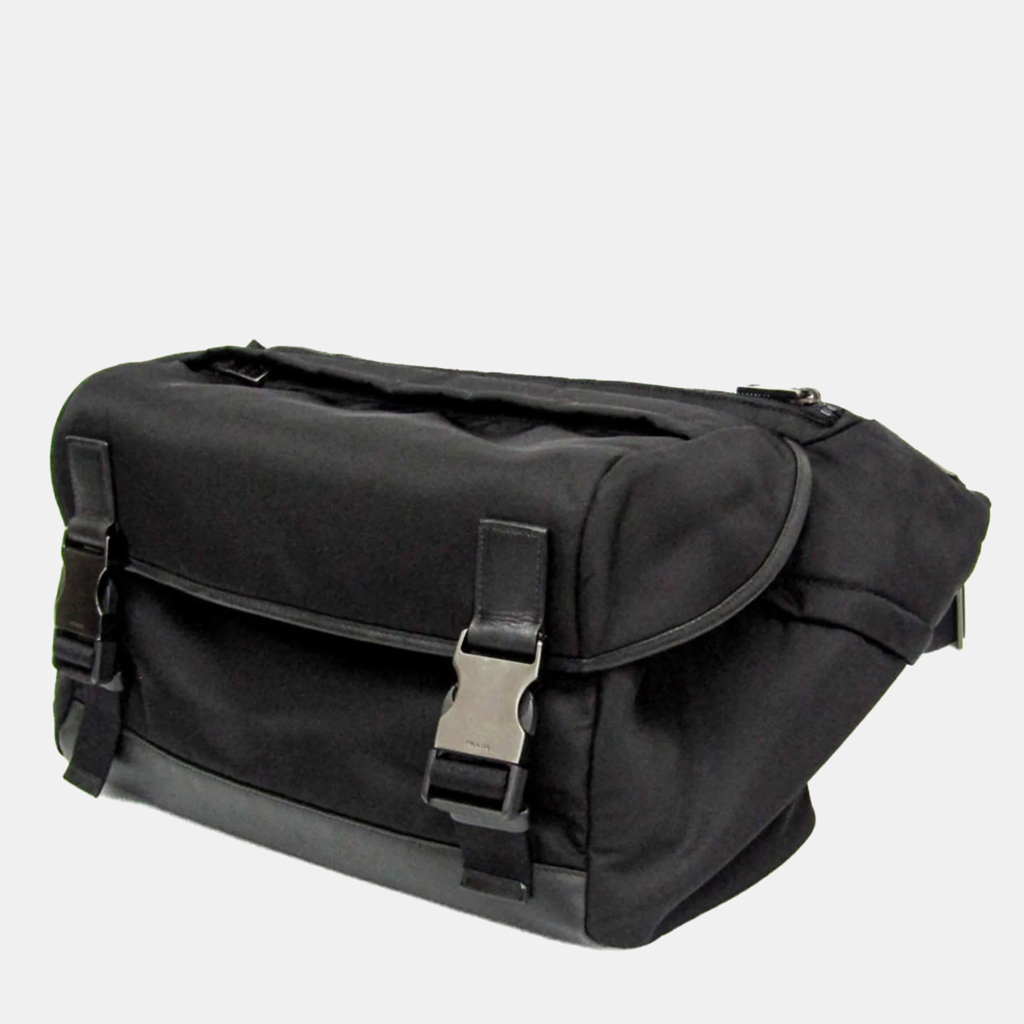 

Prada TESSUTO Nylon Leather Shoulder Bag Black