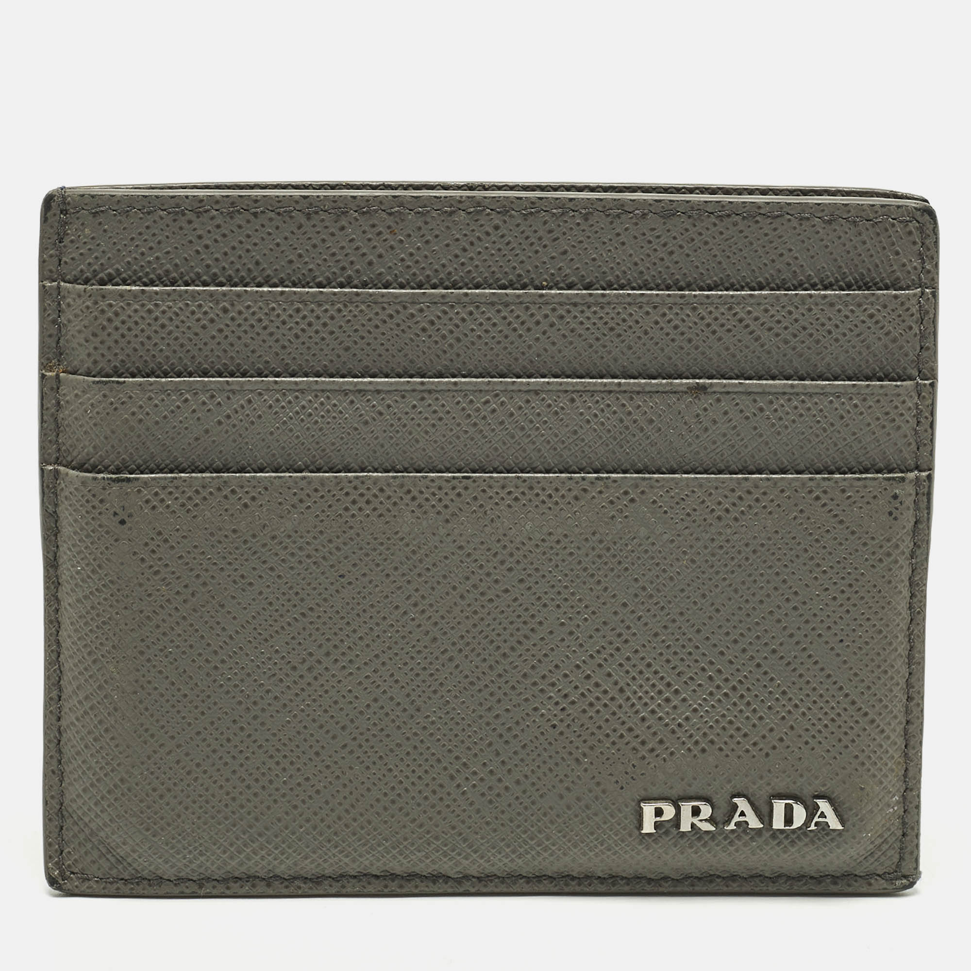 

Prada Grey/Blue Saffiano Leather Card Holder