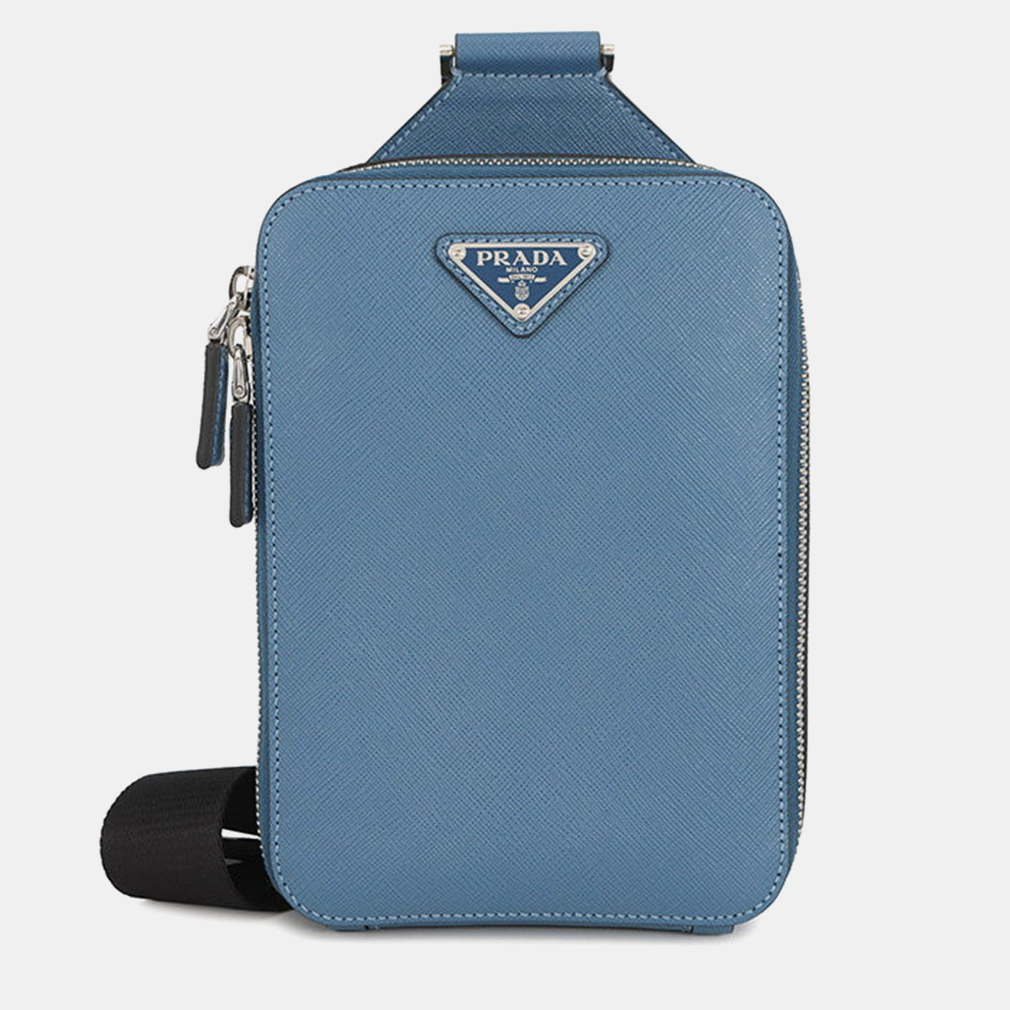 

Prada Brique One Shoulder Bag Blue Saffiano Leatherleather