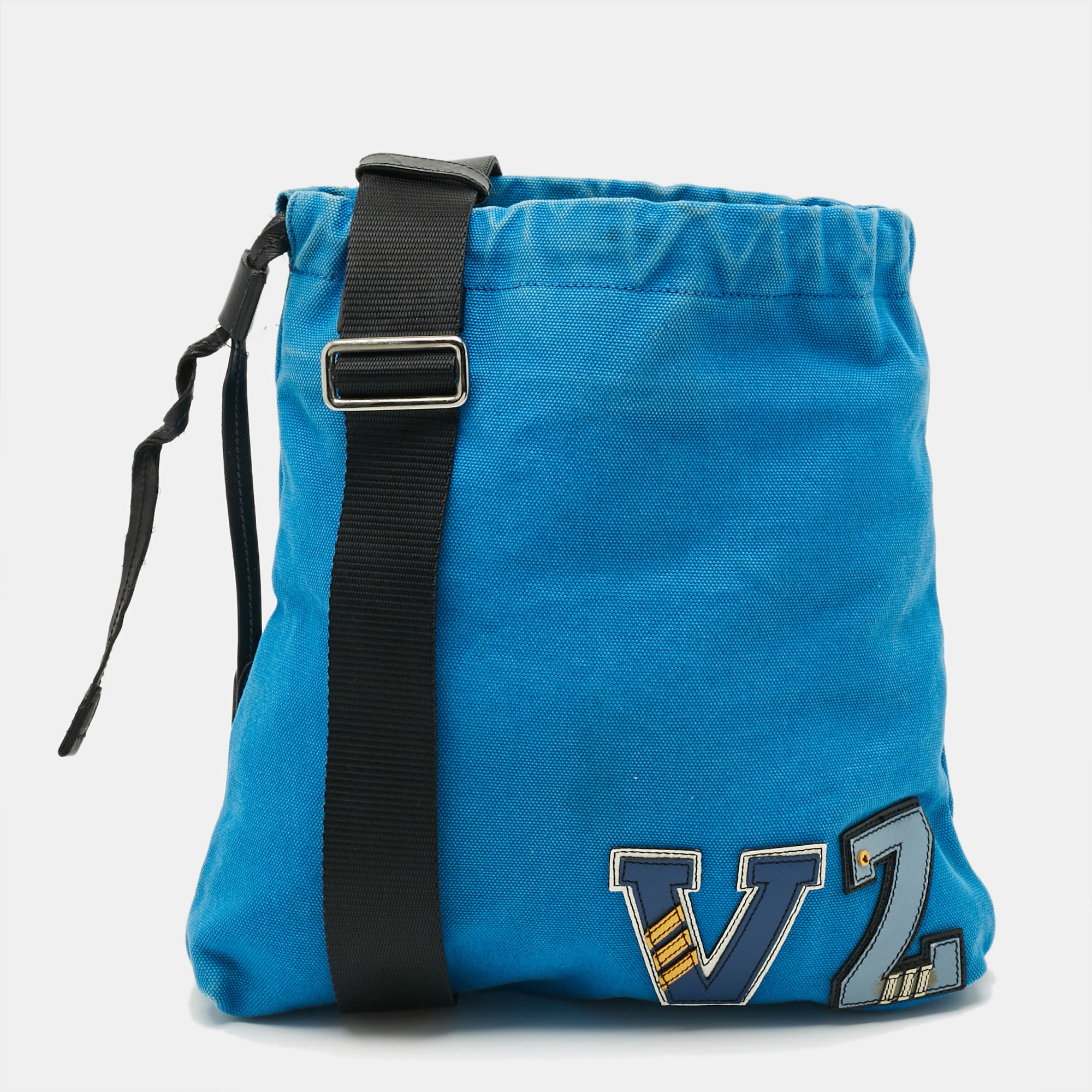 

Prada Blue Canvas Drawstring Messenger Bag