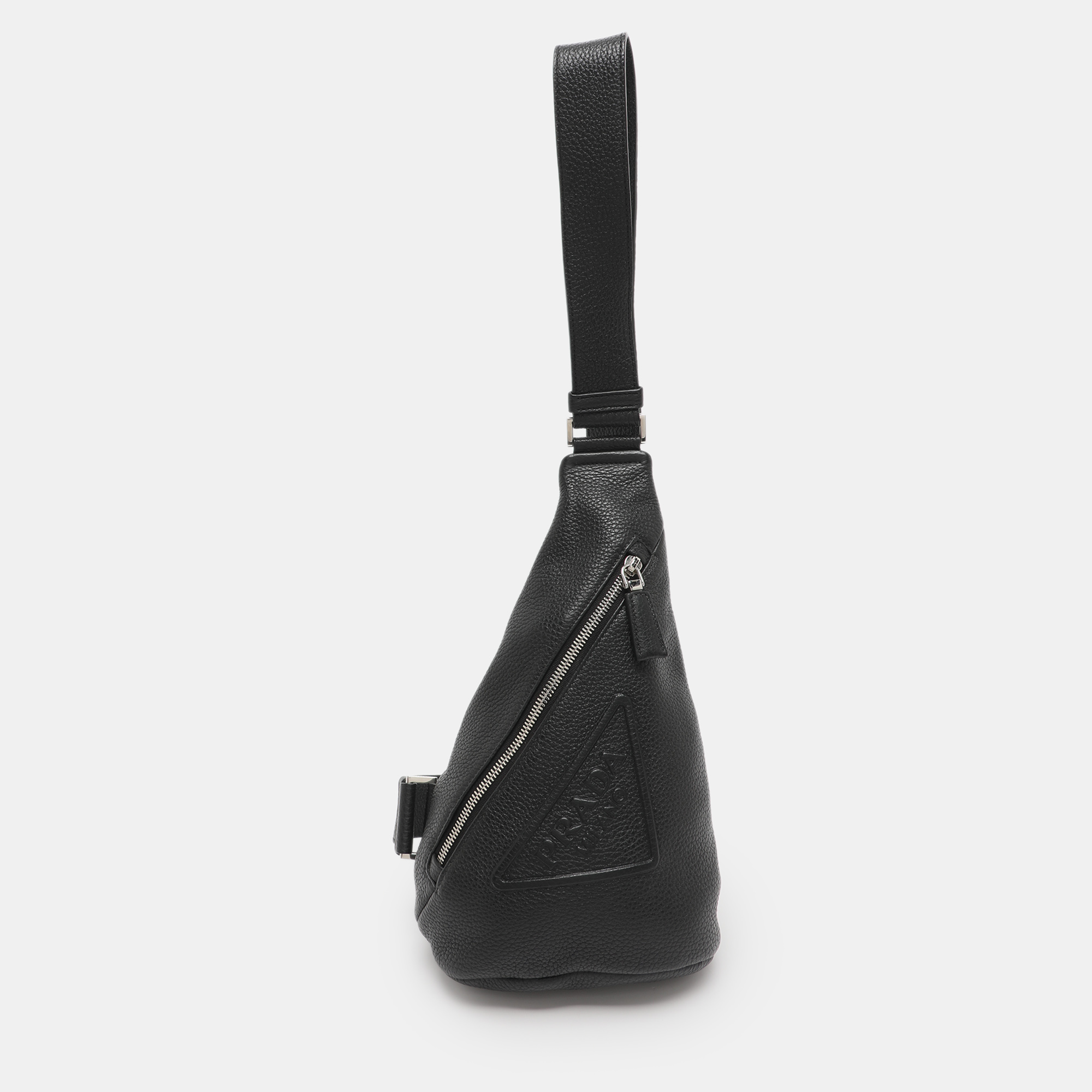 

Prada Black Vitello Daino Leather Sling Backpack Bag