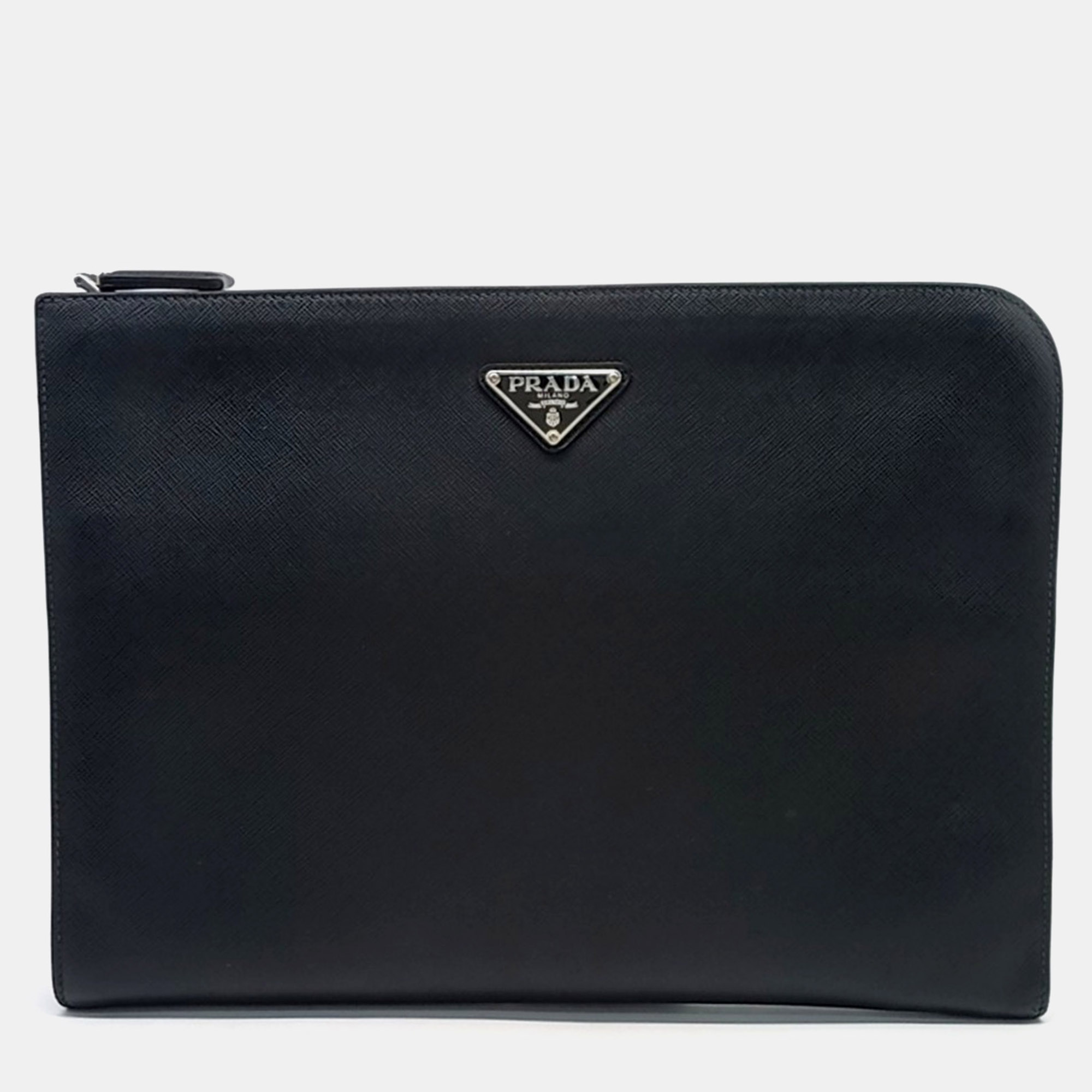 

Prada Black Leather Saffiano Clutch