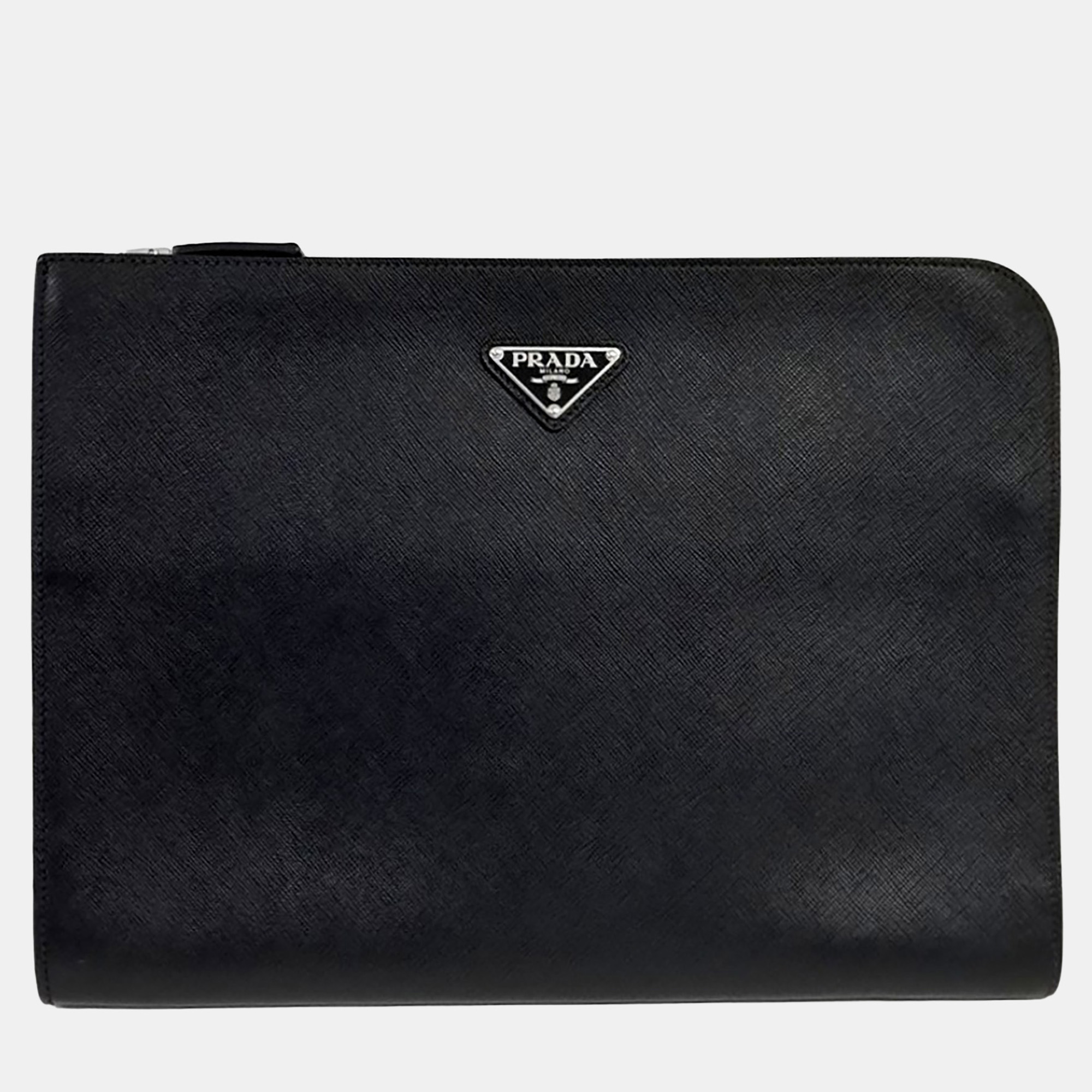 

Prada Black Leather Saffiano Clutch
