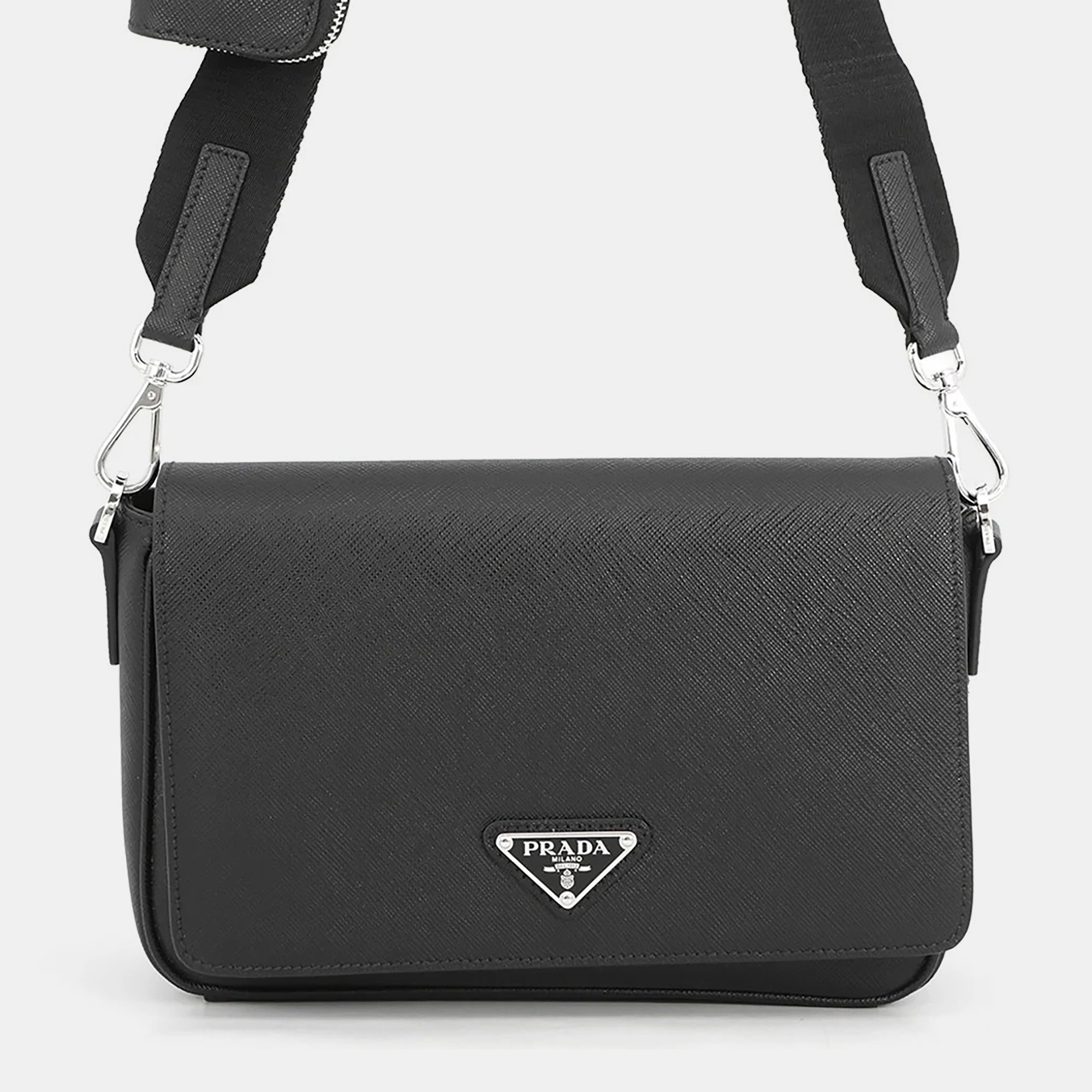 

Prada Saffiano Leather Flap Black Saffiano Leather Shoulder Bag