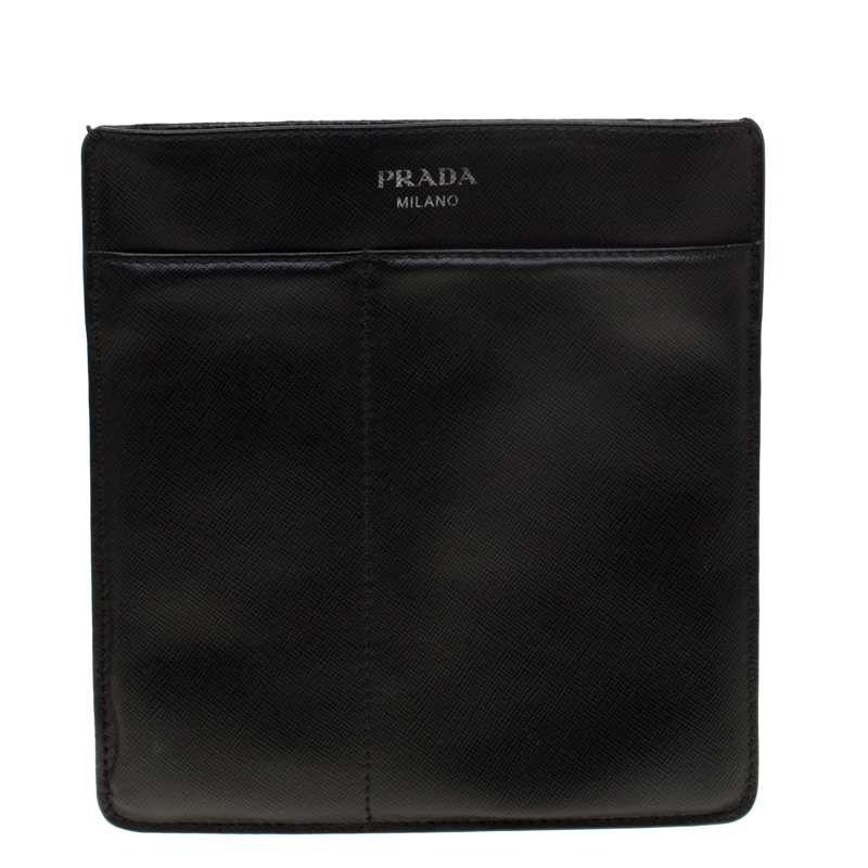 Prada Black  Saffiano Leather Messenger Bag