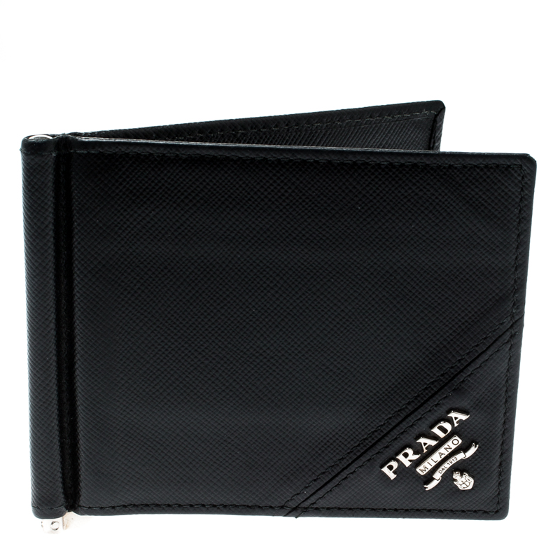 prada saffiano leather money clip wallet