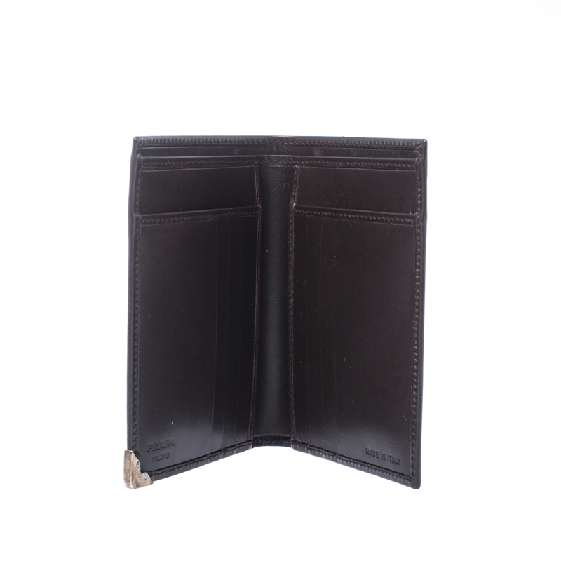 

Prada Dark Brown Leather Bi Fold Card Holder