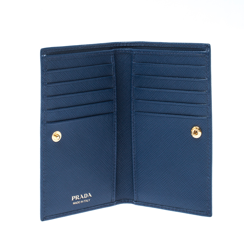

Prada Blue Saffiano Leather Bifold Card Wallet