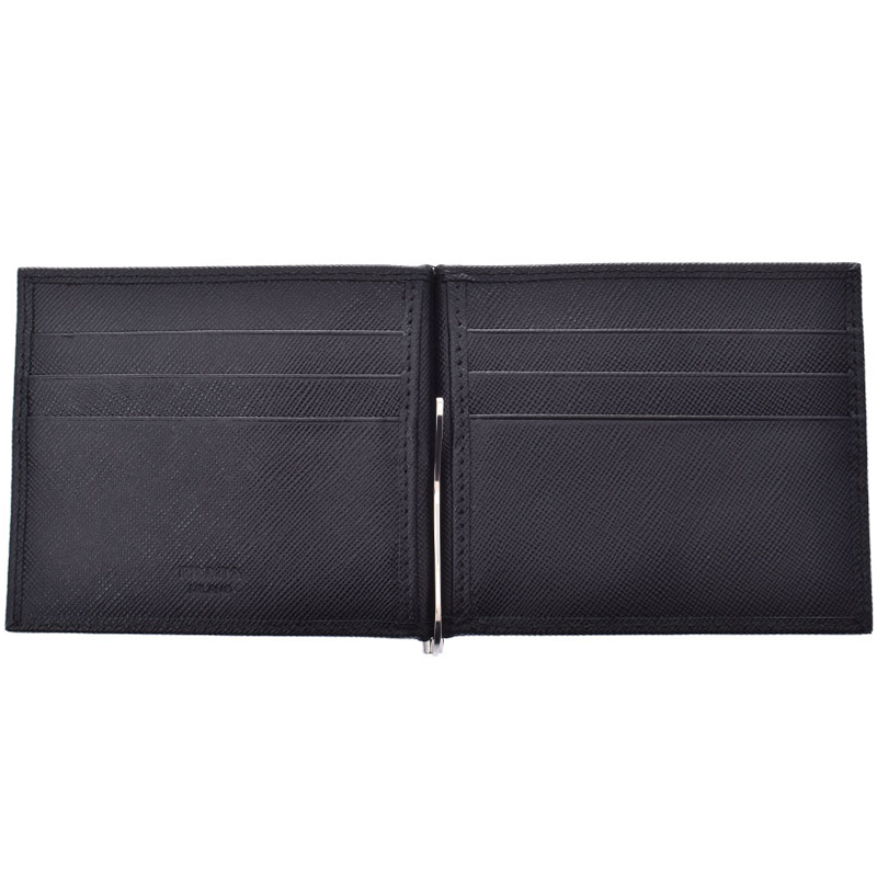 

Prada Black Saffiano Leather Clip Folding Wallet