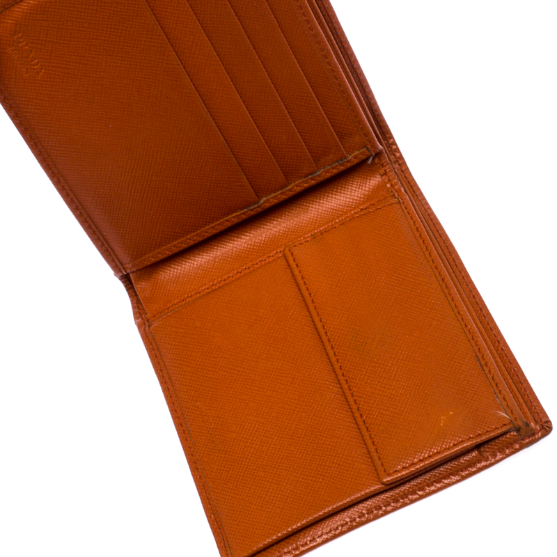 

Prada Orange Leather Bifold Wallet