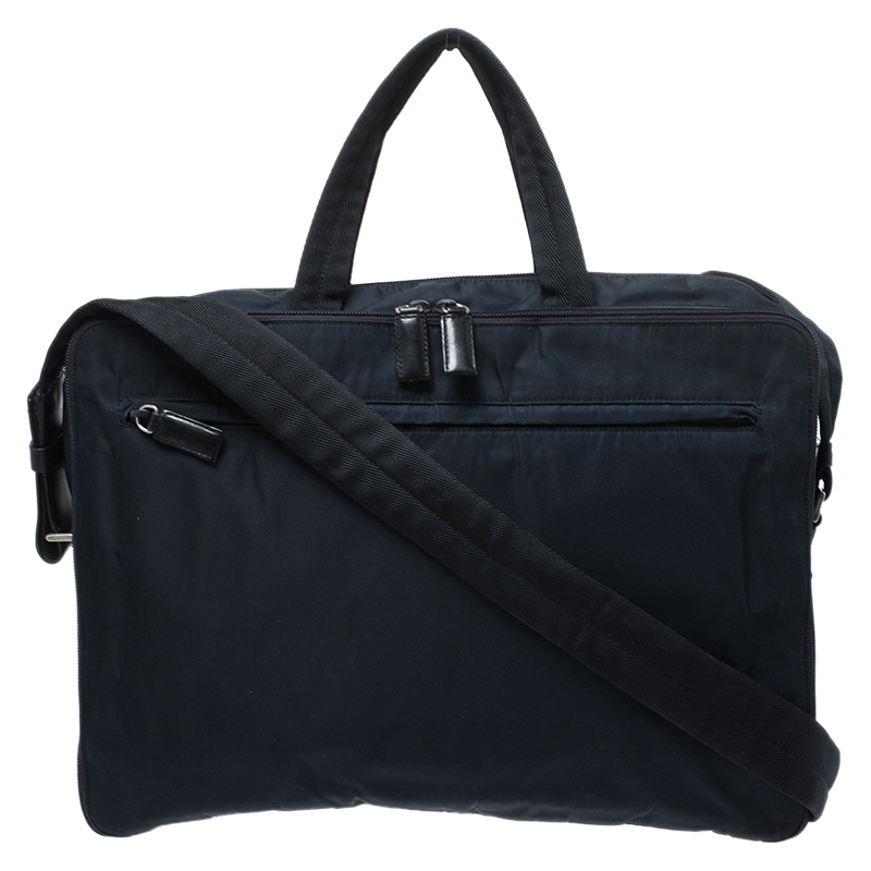 Prada Dark Blue Nylon Laptop Bag