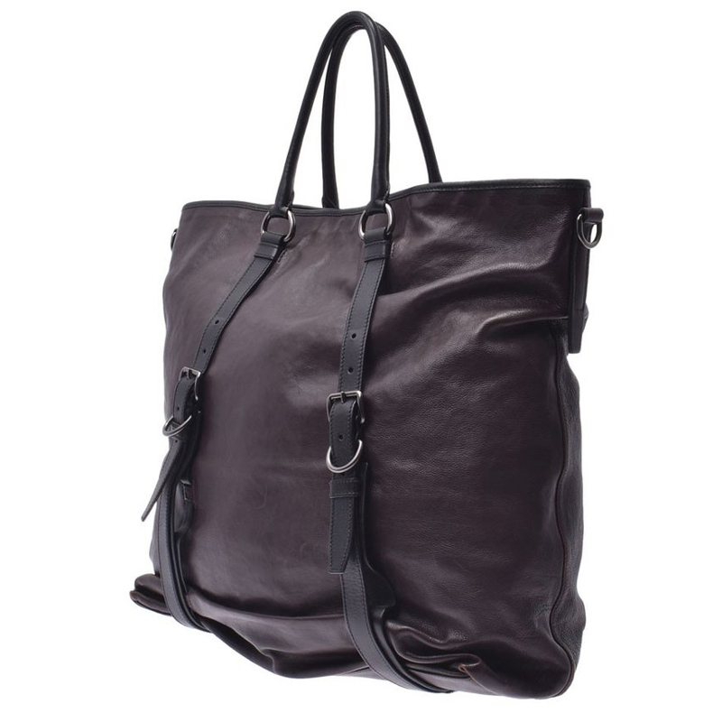 

Prada Dark Brown/Black Leather Tote Bag