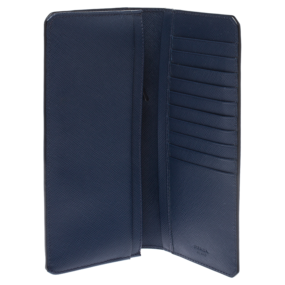 

Prada Blue Saffiano Lux Leather Continental Wallet