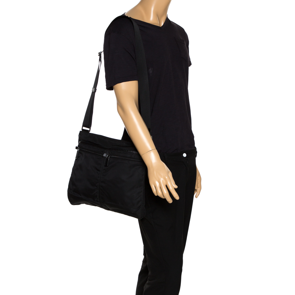 

Prada Black Nylon and Leather Messenger Bag