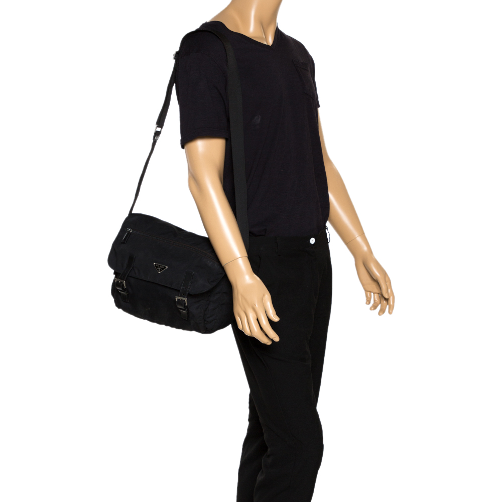 

Prada Black Nylon and Leather Messenger Bag
