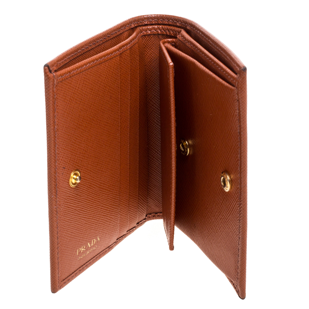 

Prada Hazelnut Saffiano Lux Leather Bi-Fold Wallet, Brown