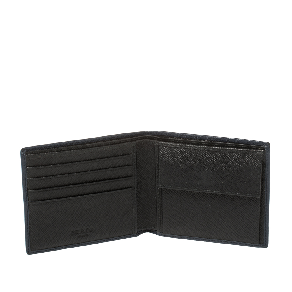 

Prada Blue Saffiano Leather Bifold Wallet