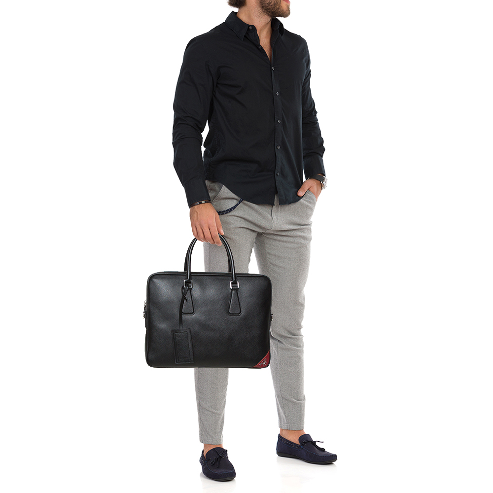

Prada Black Saffiano Leather Briefcase Laptop Bag