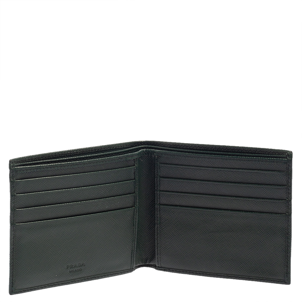 

Prada Green Saffiano Lux Leather Bifold Wallet