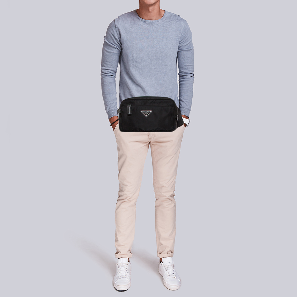 

Prada Black Nylon Front Pocket Belt Bag