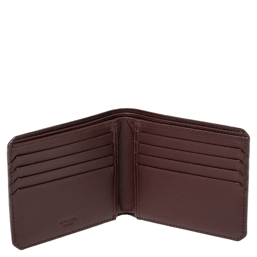 

Prada Burgundy Saffiano Lux Leather Bifold Compact Wallet