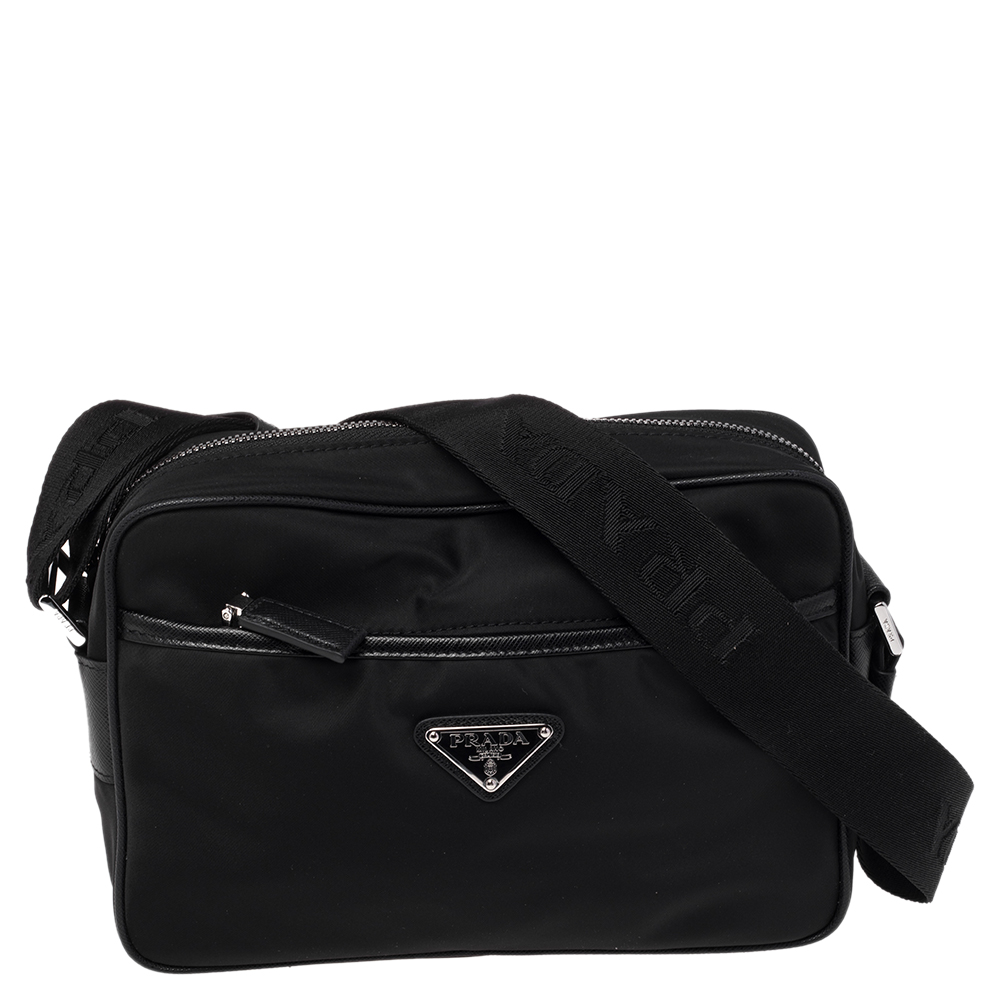 Pre-owned Prada Black Nylon And Saffiano Leather Shoulder Bag
