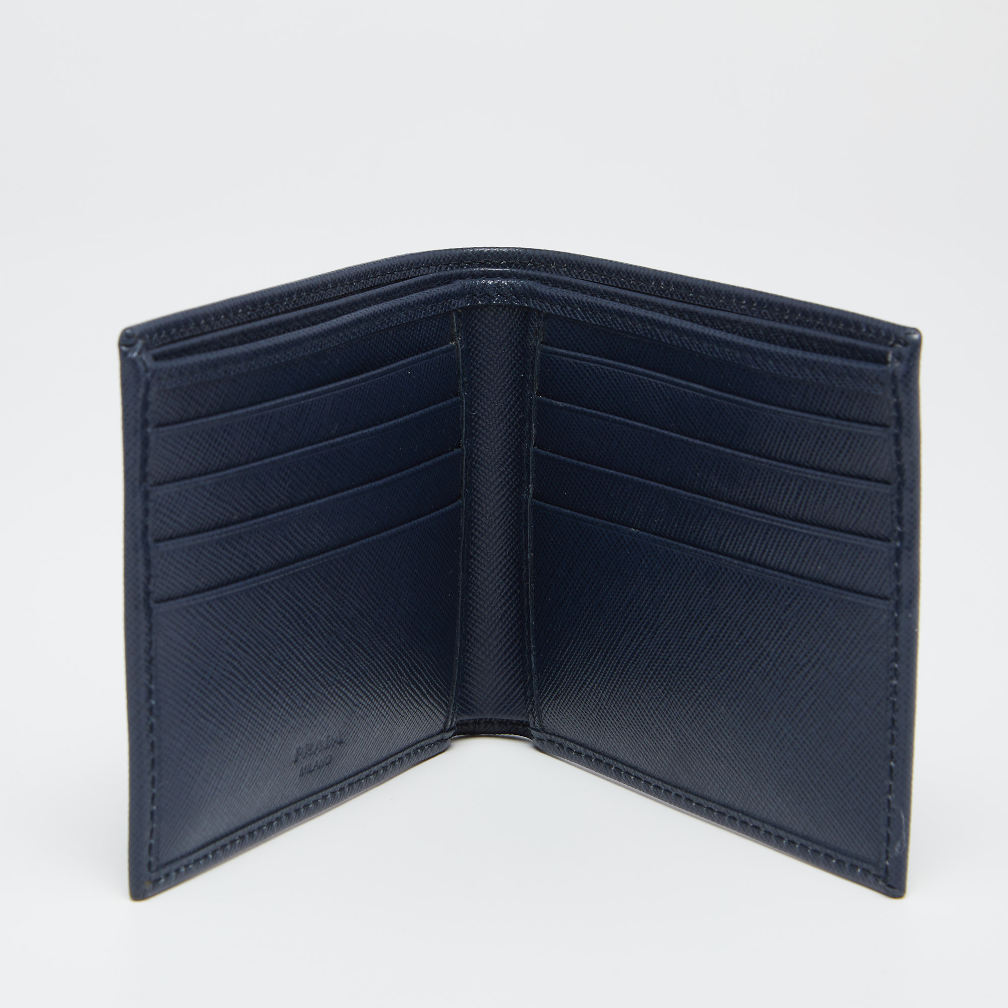 

Prada Navy Blue Saffiano Lux Leather Travel Bifold Wallet