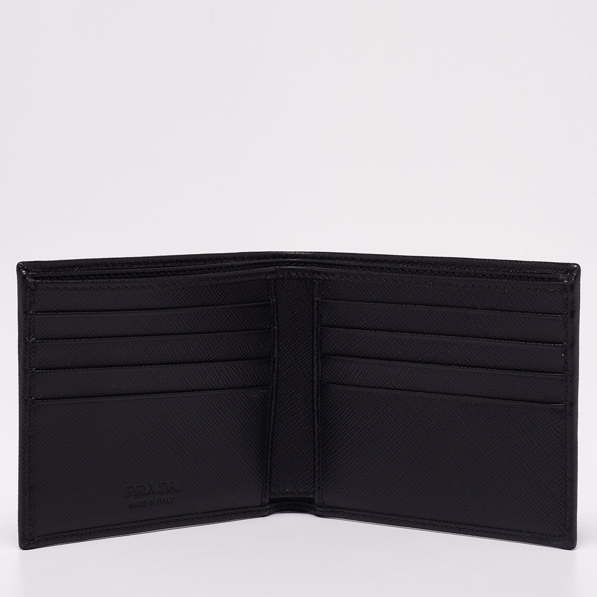 

Prada Black Saffiano Metal Leather Bifold Compact Wallet