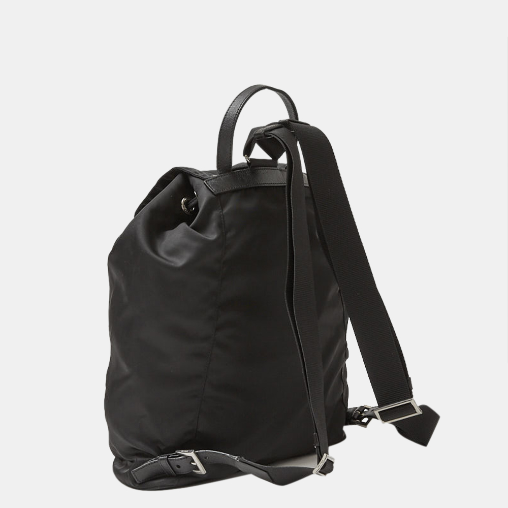 Prada Black Nylon Buckle Backpack